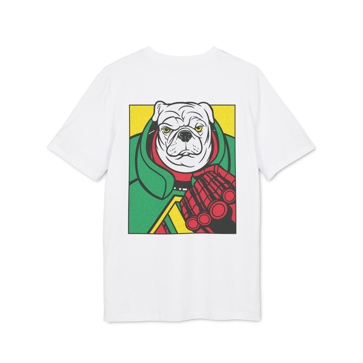 White Pug - Comic Mafia - Premium Bio Unisex T-Shirt - Back Print-6