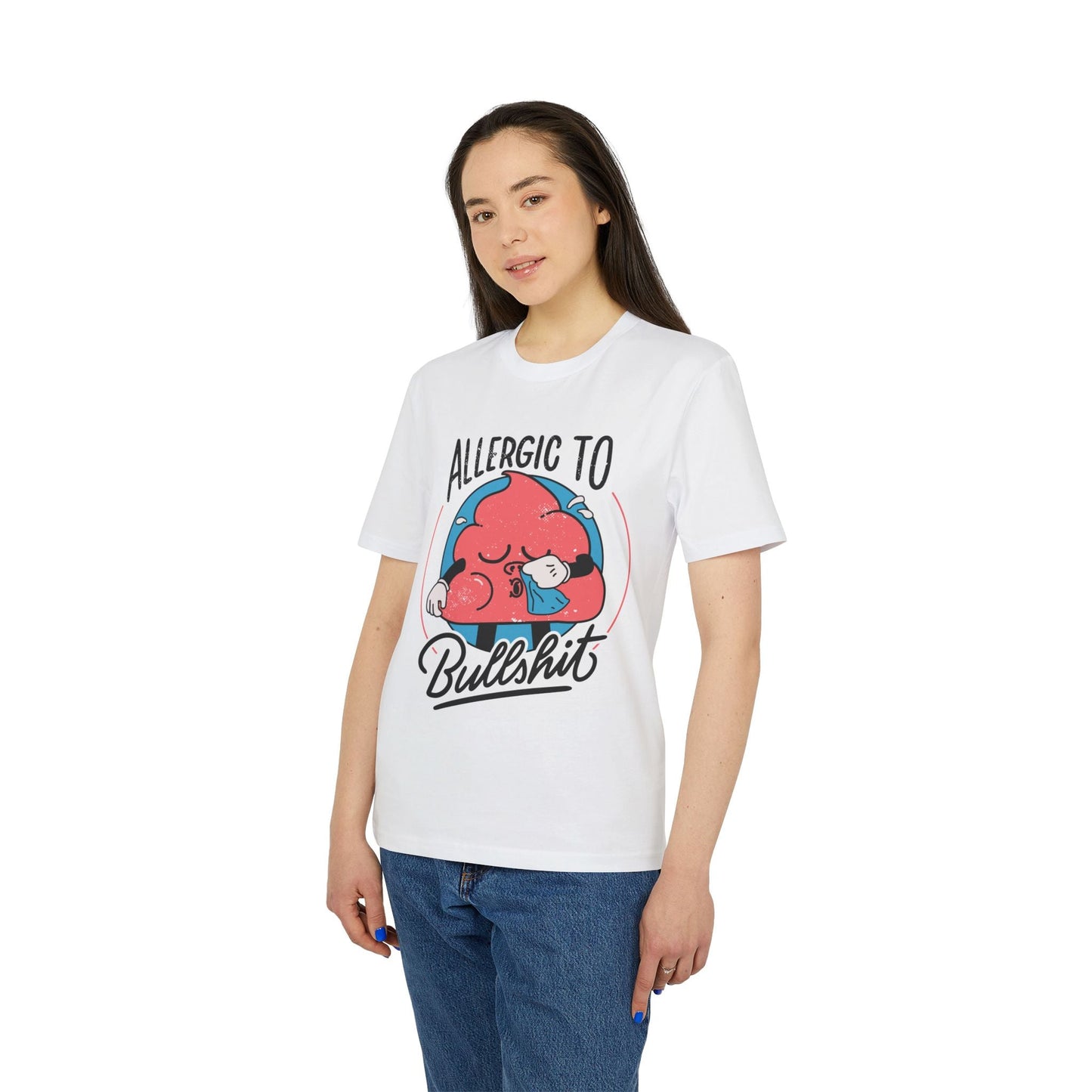 Allergic to Bullshit - Antisocial Retro - Premium Bio Unisex T-Shirt - Front Print-2