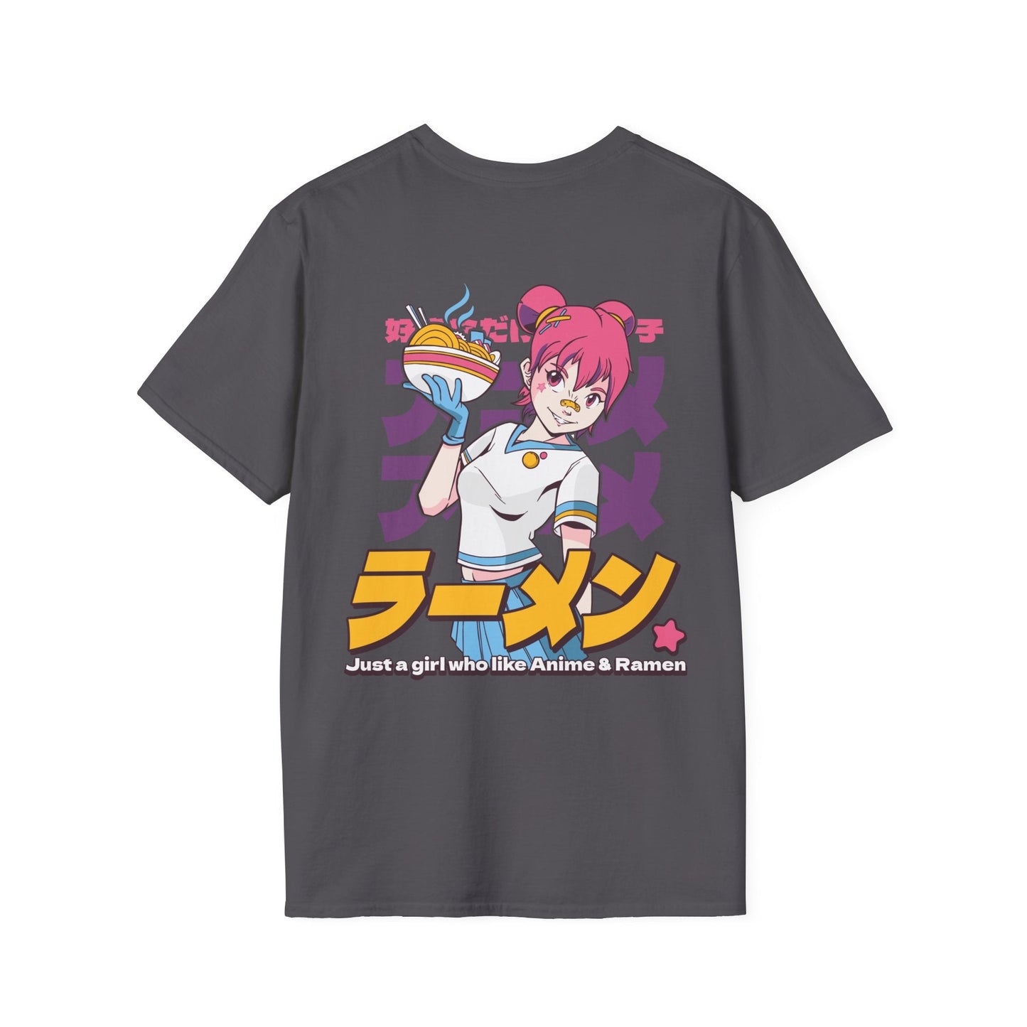 Just a girl who like Anime & Ramen - Anime World - Unisex T-Shirt - Back Print-1