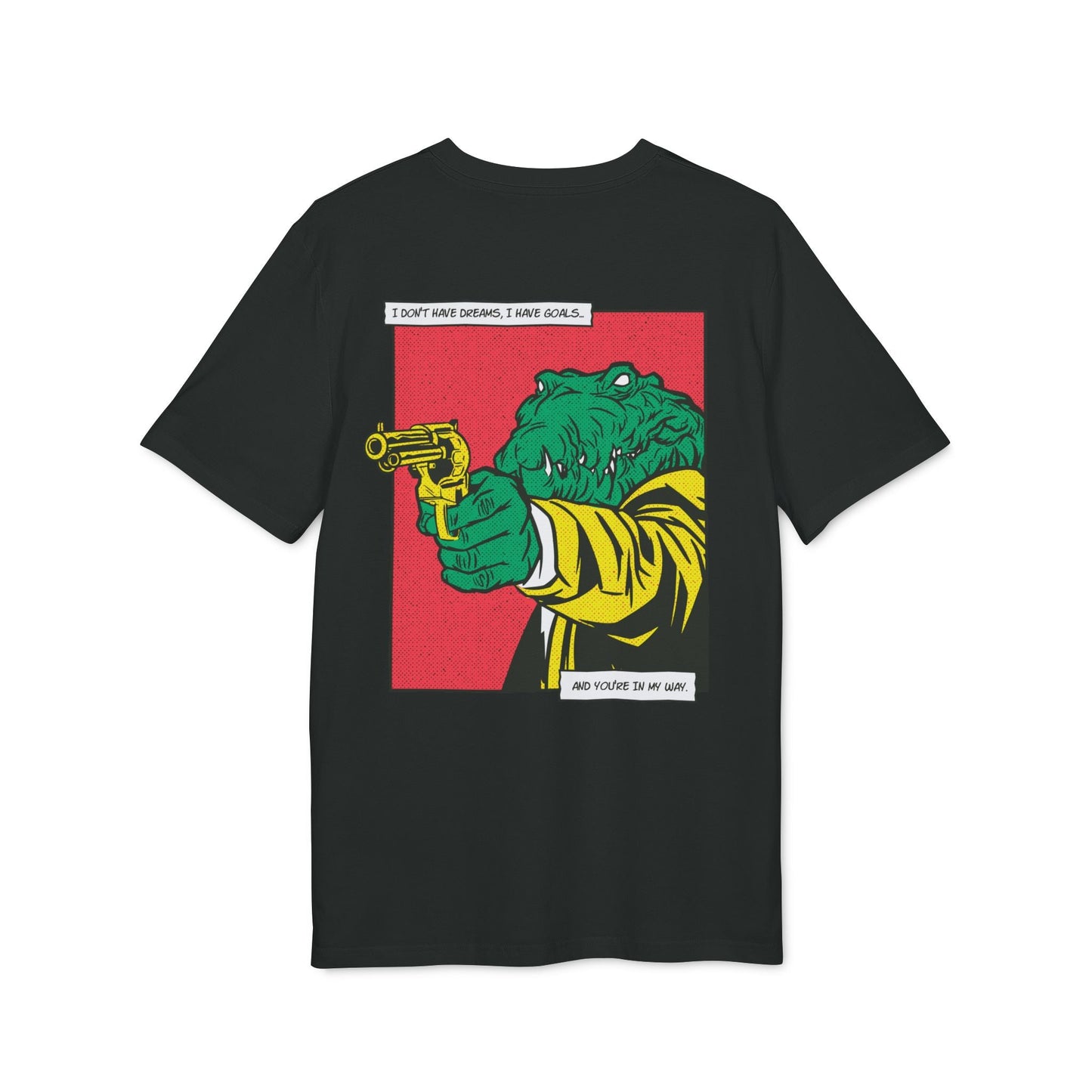 Alligator with Gun - Comic Mafia - Premium Bio Unisex T-Shirt - Back Print-0