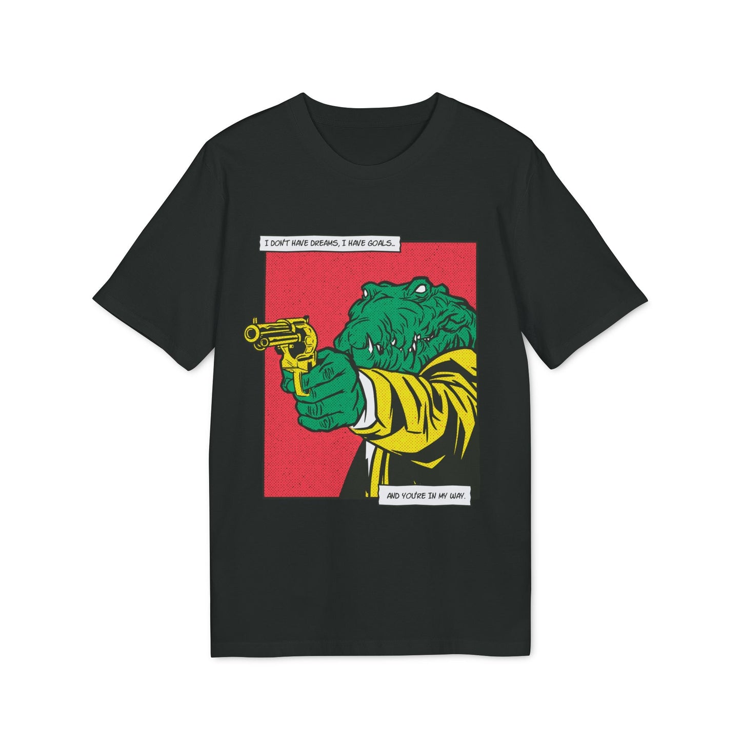 Alligator with Gun - Comic Mafia - Premium Bio Unisex T-Shirt - Front Print-0