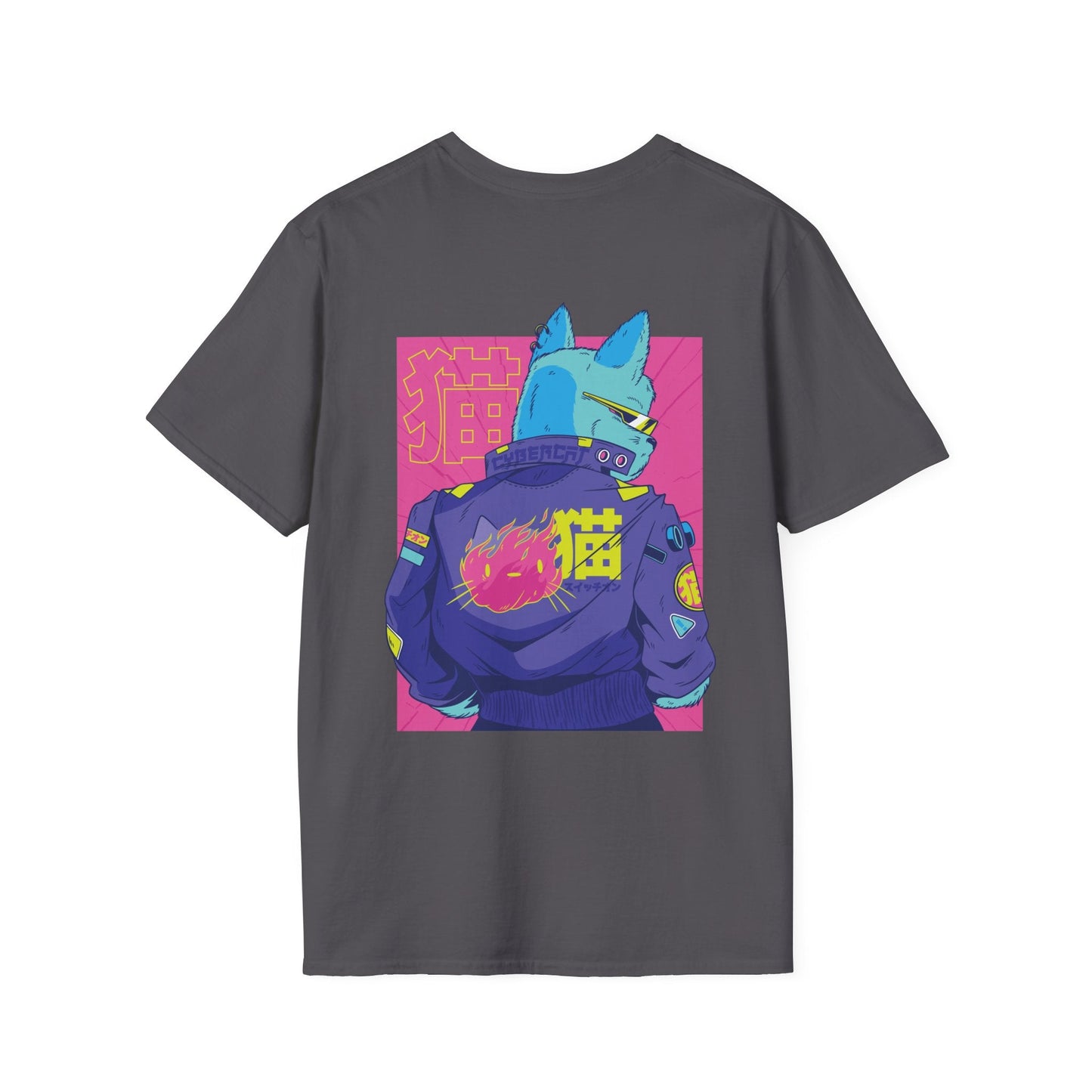 Cyberpunk Cat - Anime World - Unisex T-Shirt - Back Print-1