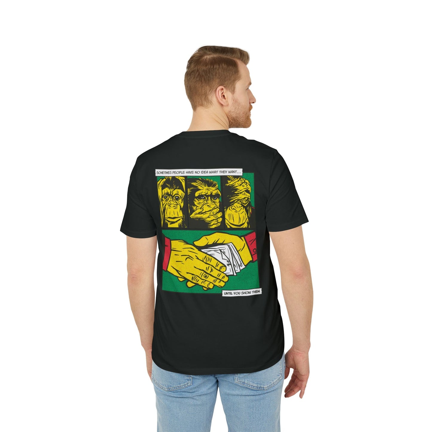 Three Monkeys - Comic Mafia - Premium Bio Unisex T-Shirt - Back Print-4