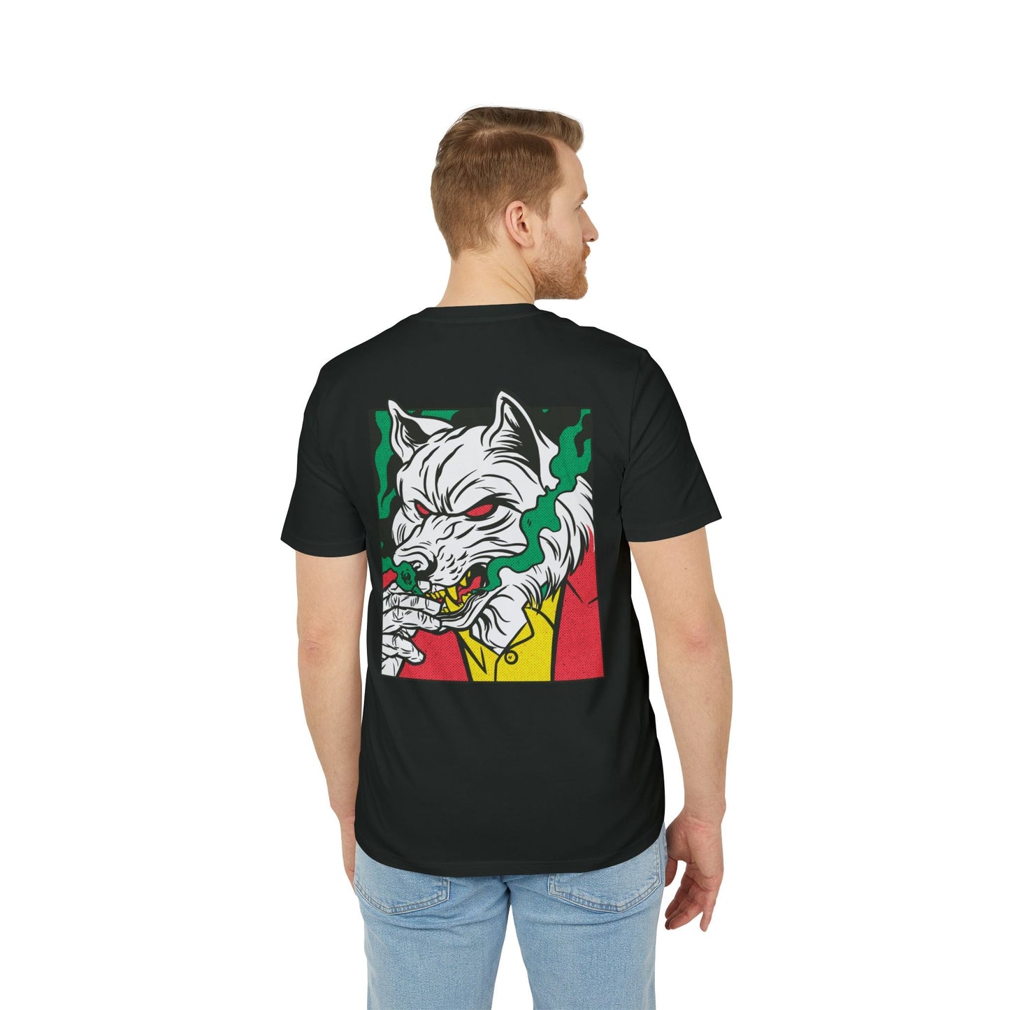 Smoking Wolf - Comic Mafia - Premium Bio Unisex T-Shirt - Back Print-4