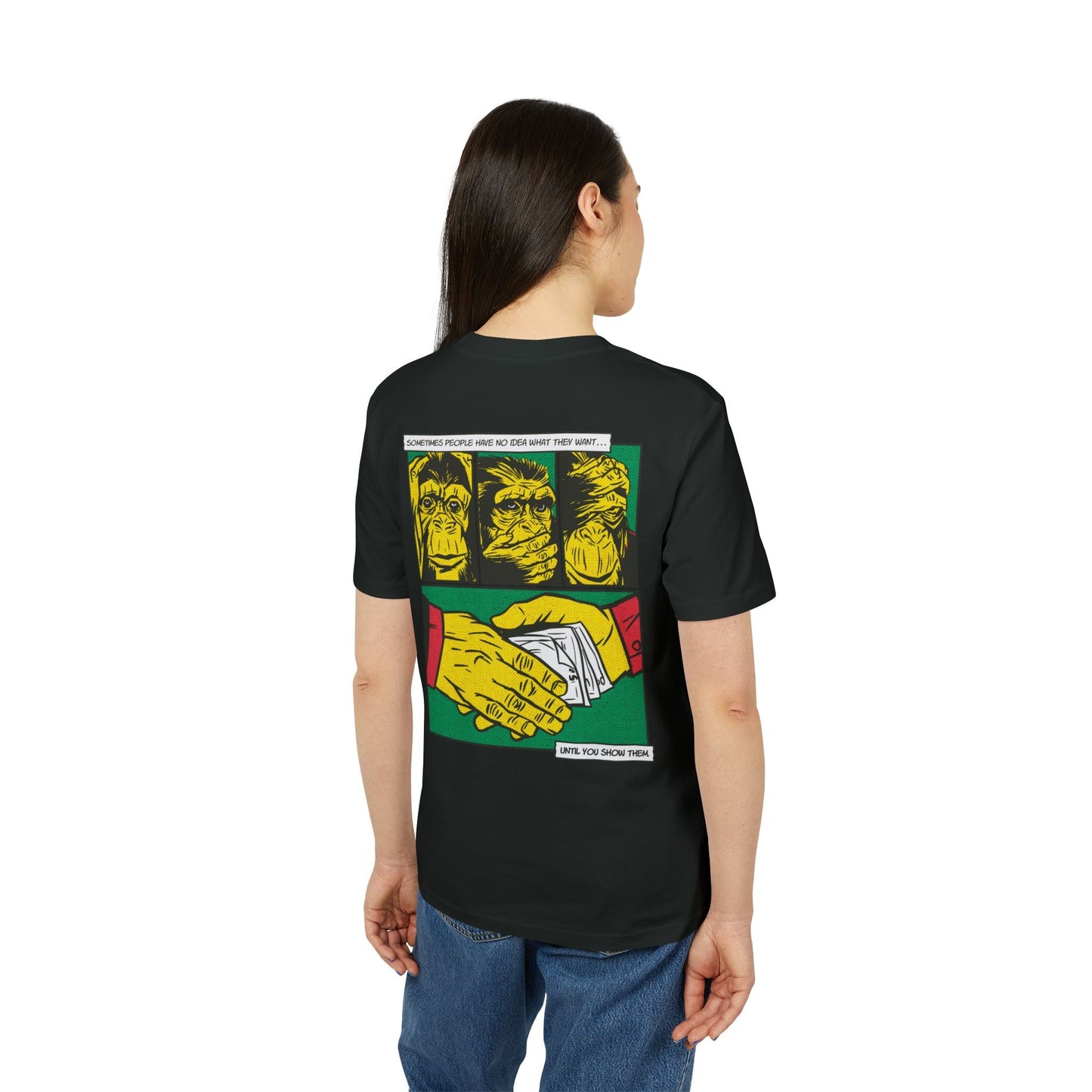 Three Monkeys - Comic Mafia - Premium Bio Unisex T-Shirt - Back Print-2