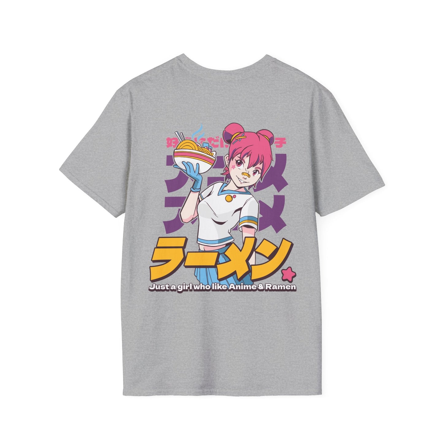 Just a girl who like Anime & Ramen - Anime World - Unisex T-Shirt - Back Print-4