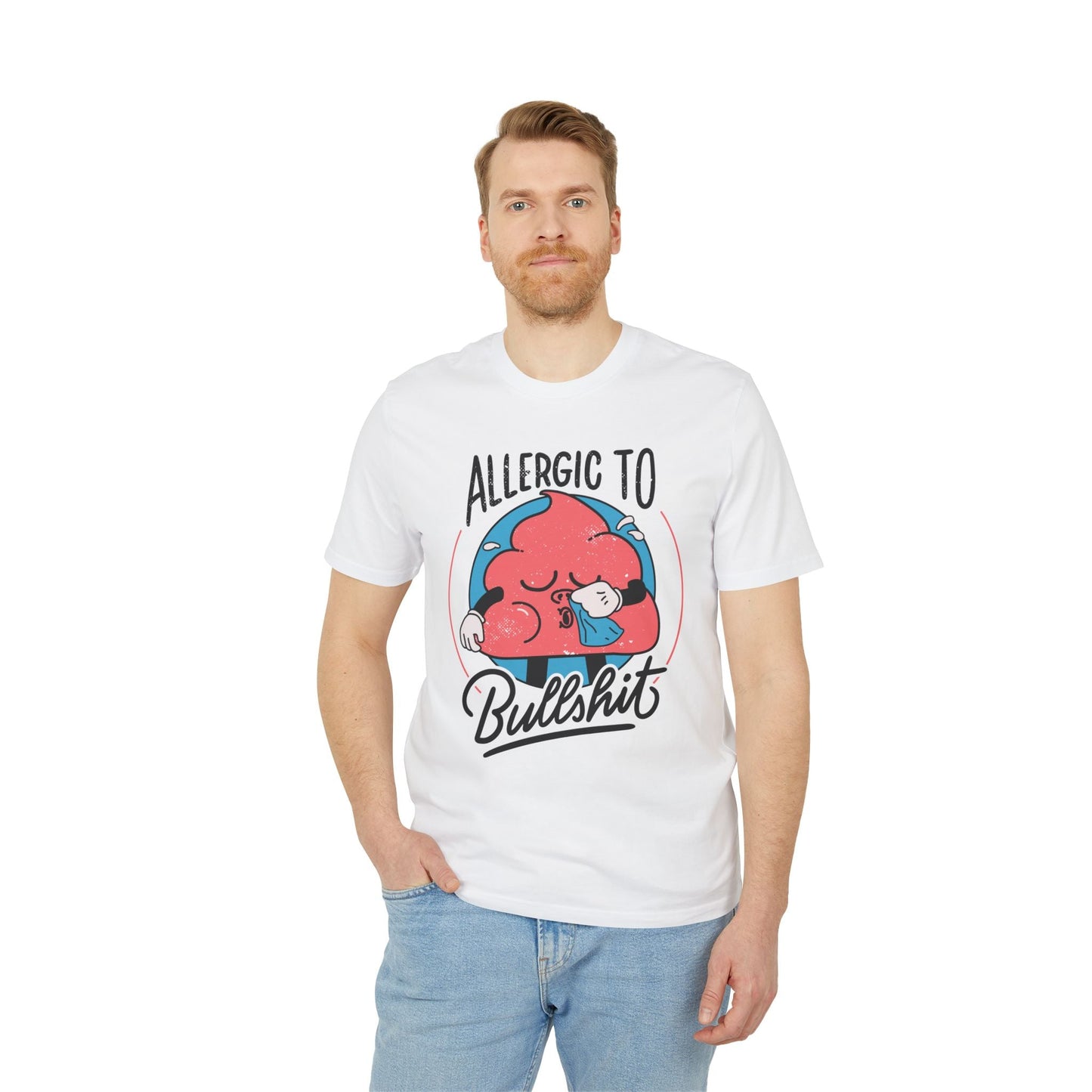 Allergic to Bullshit - Antisocial Retro - Premium Bio Unisex T-Shirt - Front Print-4
