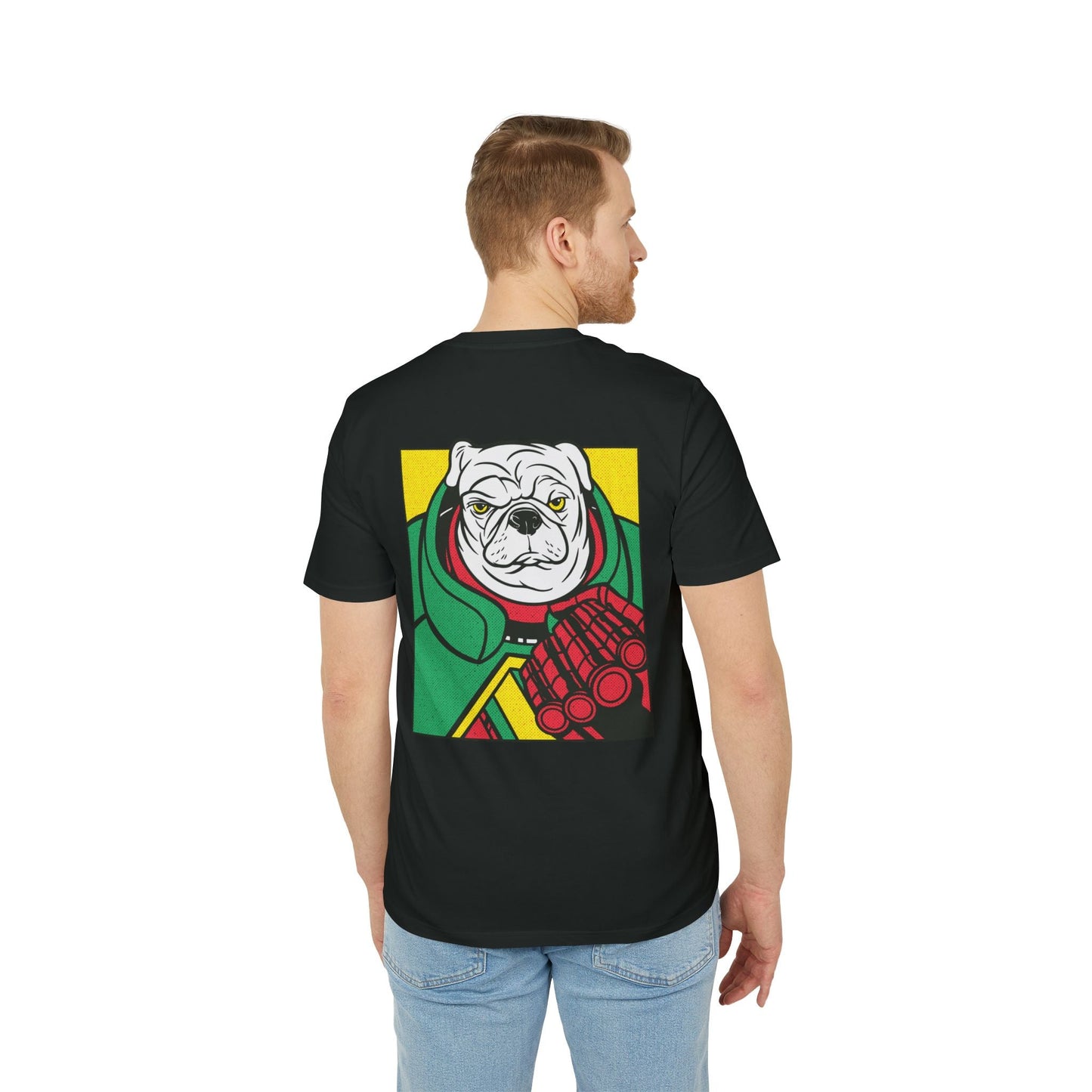 White Pug - Comic Mafia - Premium Bio Unisex T-Shirt - Back Print-4