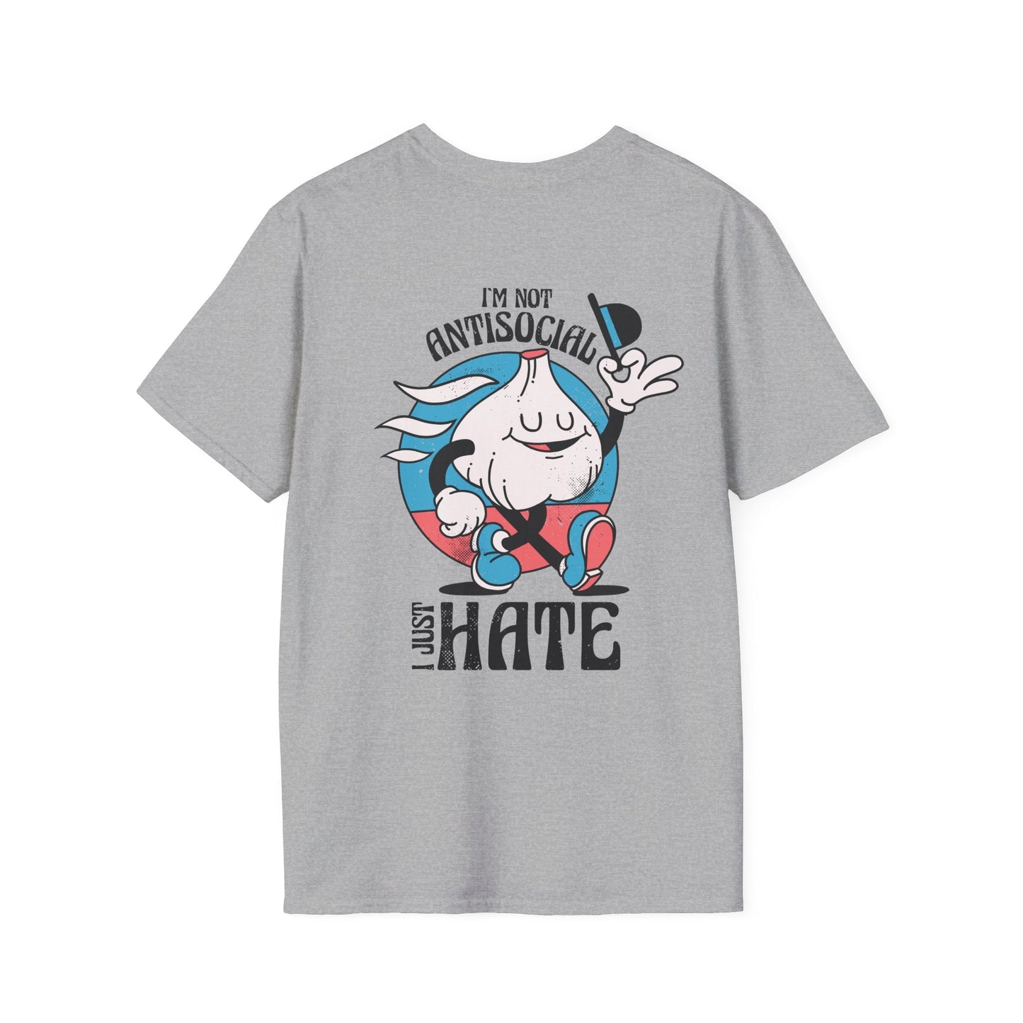 I´m not Antisocial I just hate - Antisocial Retro - Unisex T-Shirt - Back Print-5
