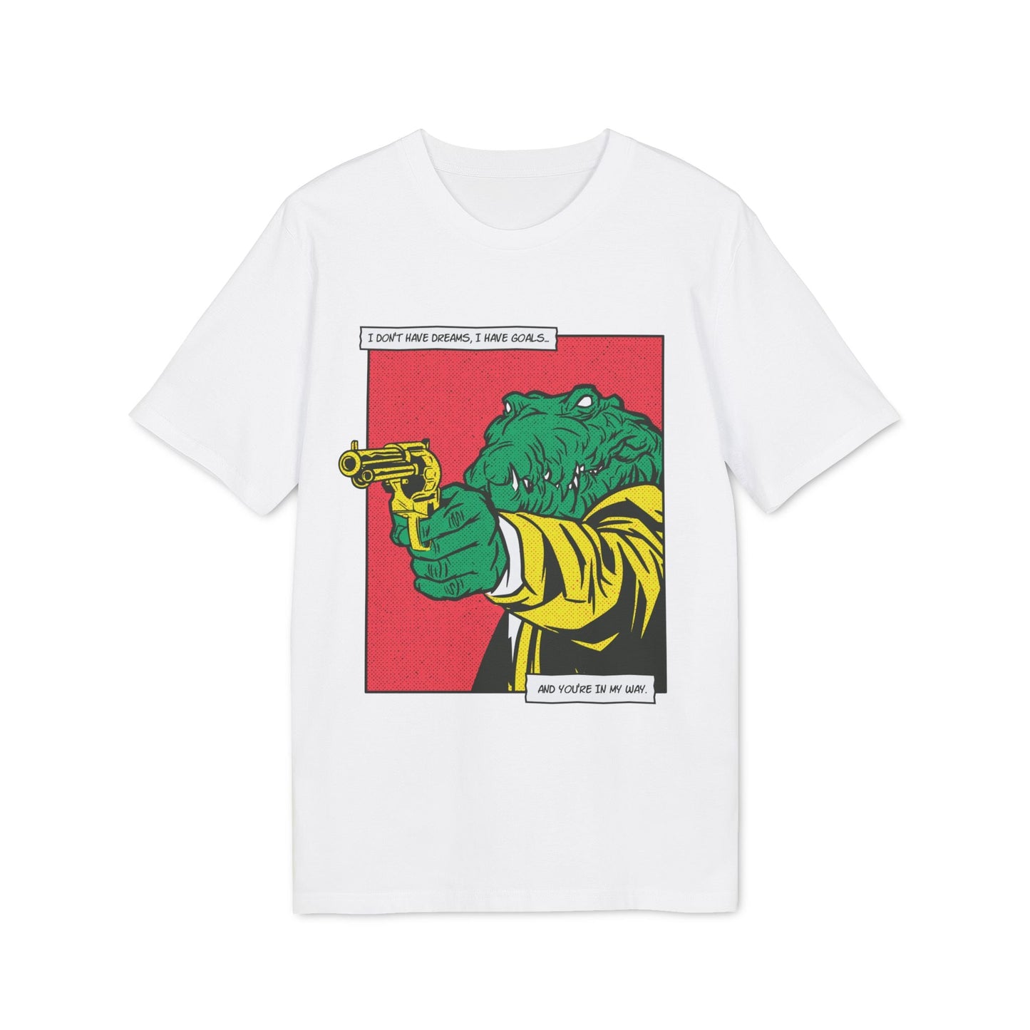 Alligator with Gun - Comic Mafia - Premium Bio Unisex T-Shirt - Front Print-6