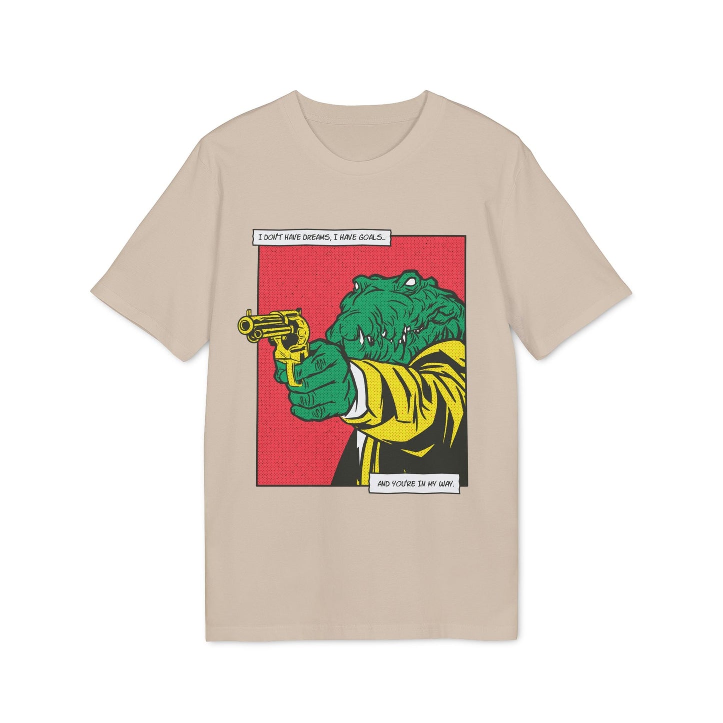 Alligator with Gun - Comic Mafia - Premium Bio Unisex T-Shirt - Front Print-7