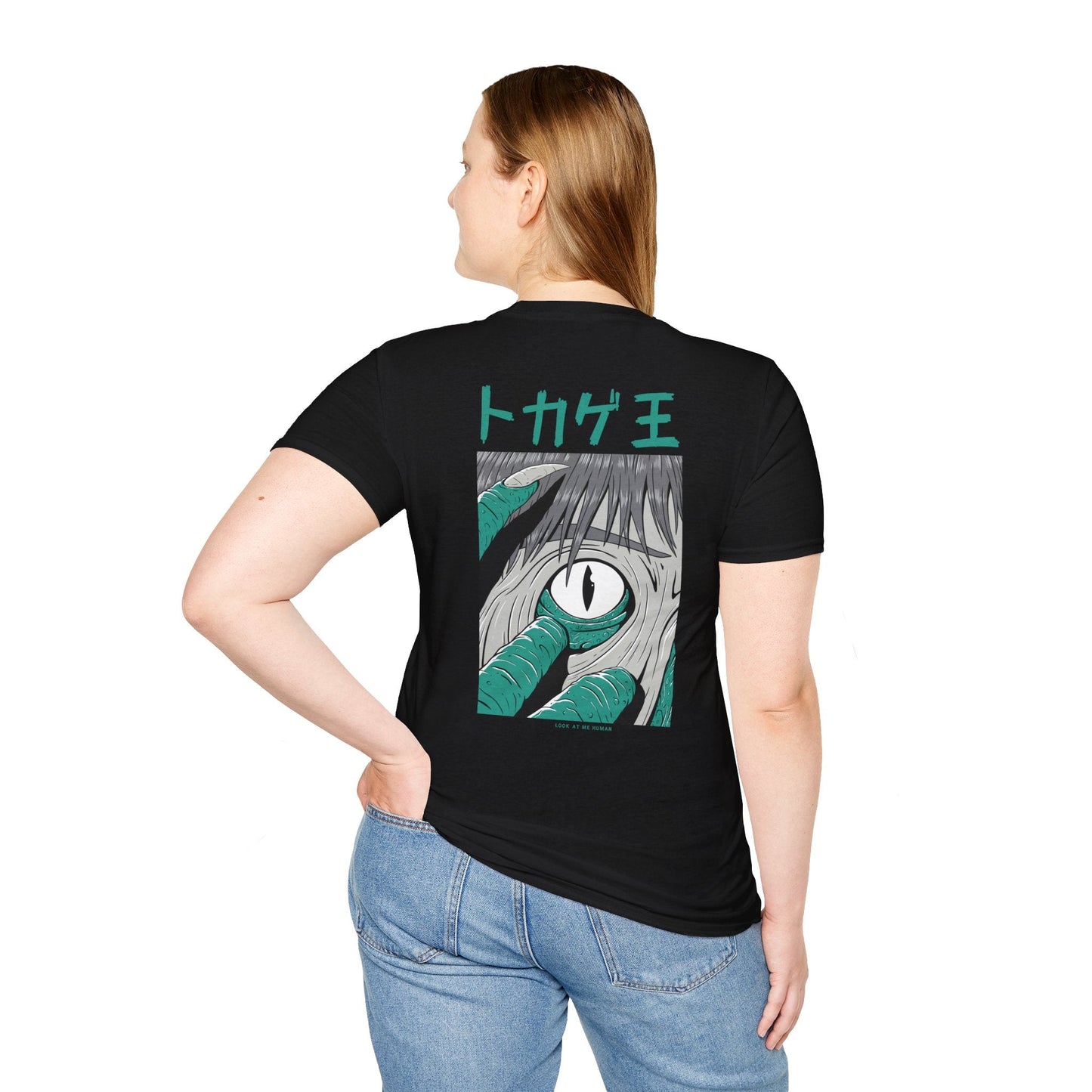Look at me Human - Japanese Horror - Unisex T-Shirt - Back Print-2