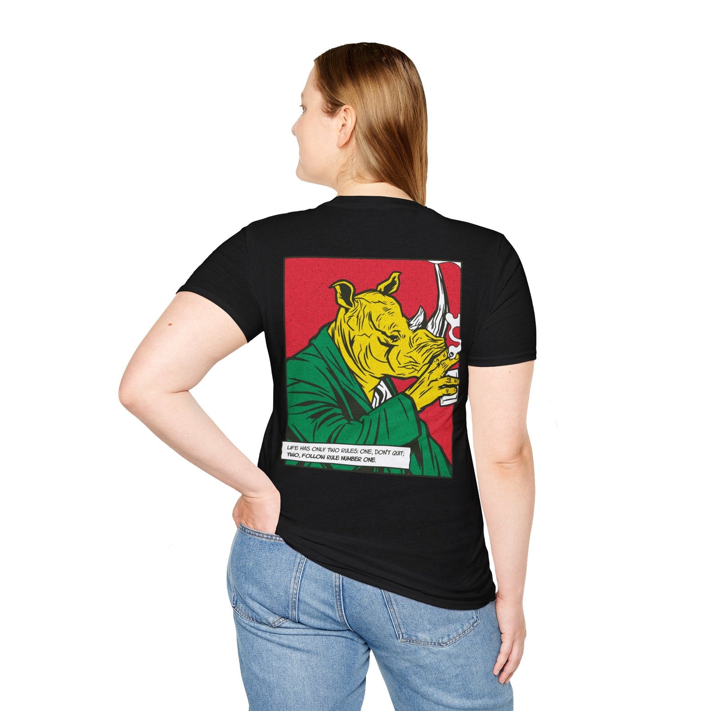 Rhinoceros - Comic Mafia - Unisex T-Shirt - Back Print-2