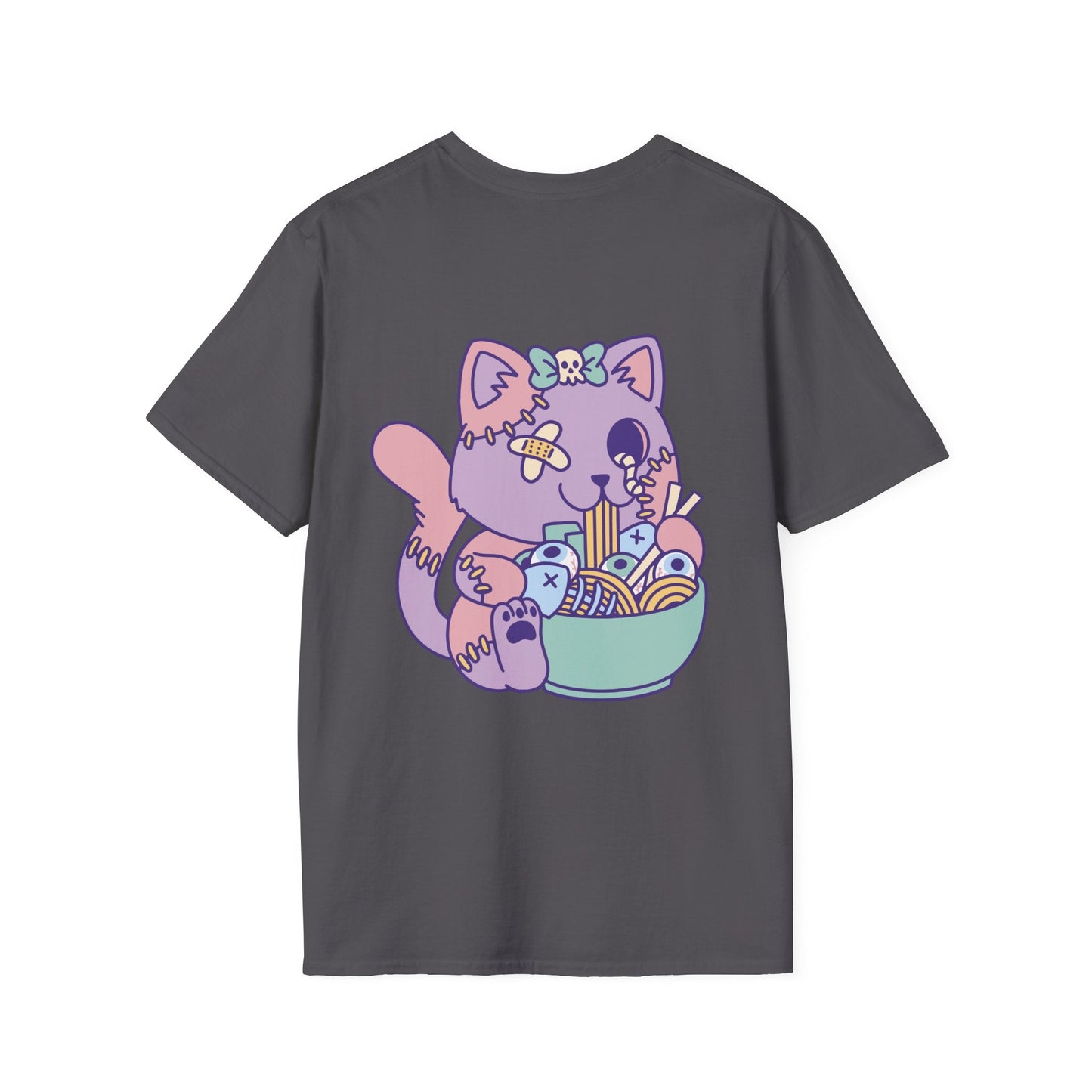 Goth Cat Ramen - Anime World - Unisex T-Shirt - Back Print-1