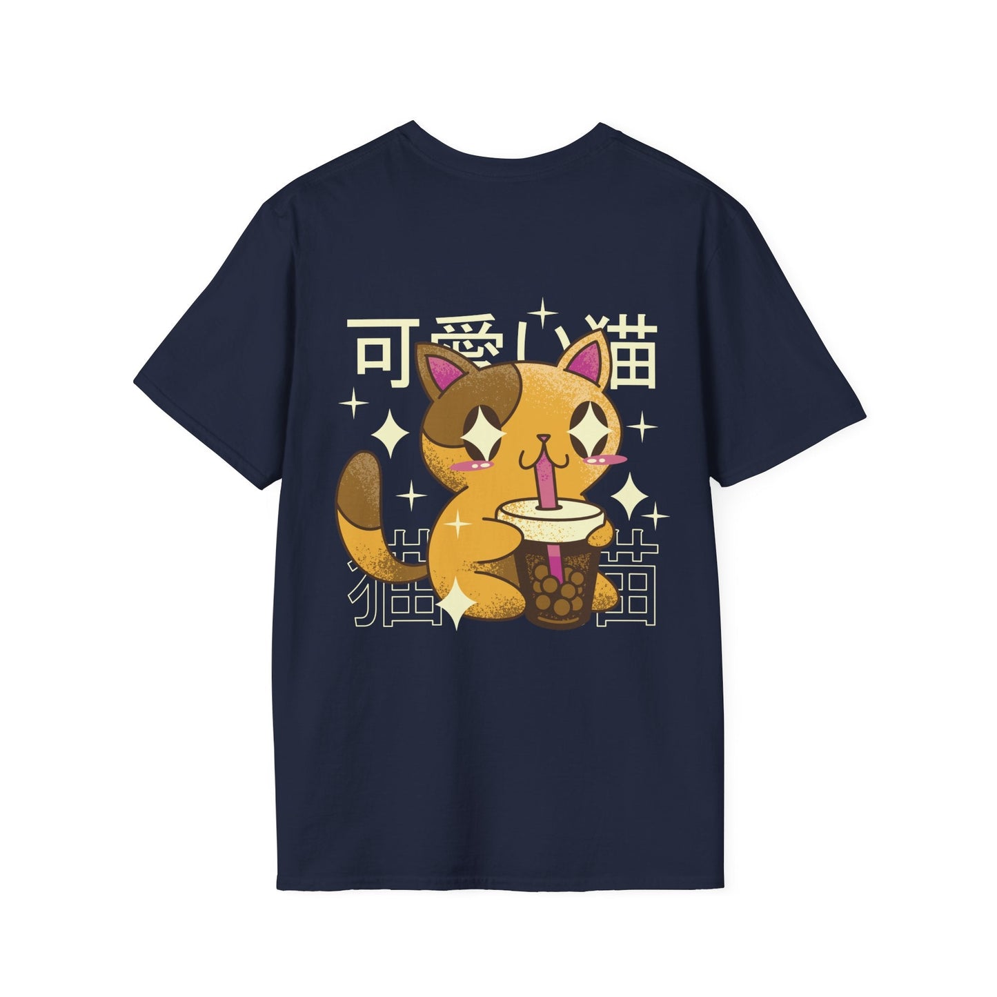 Cat Bubble Tea - Kawaii Character - Unisex T-Shirt - Back Print-6