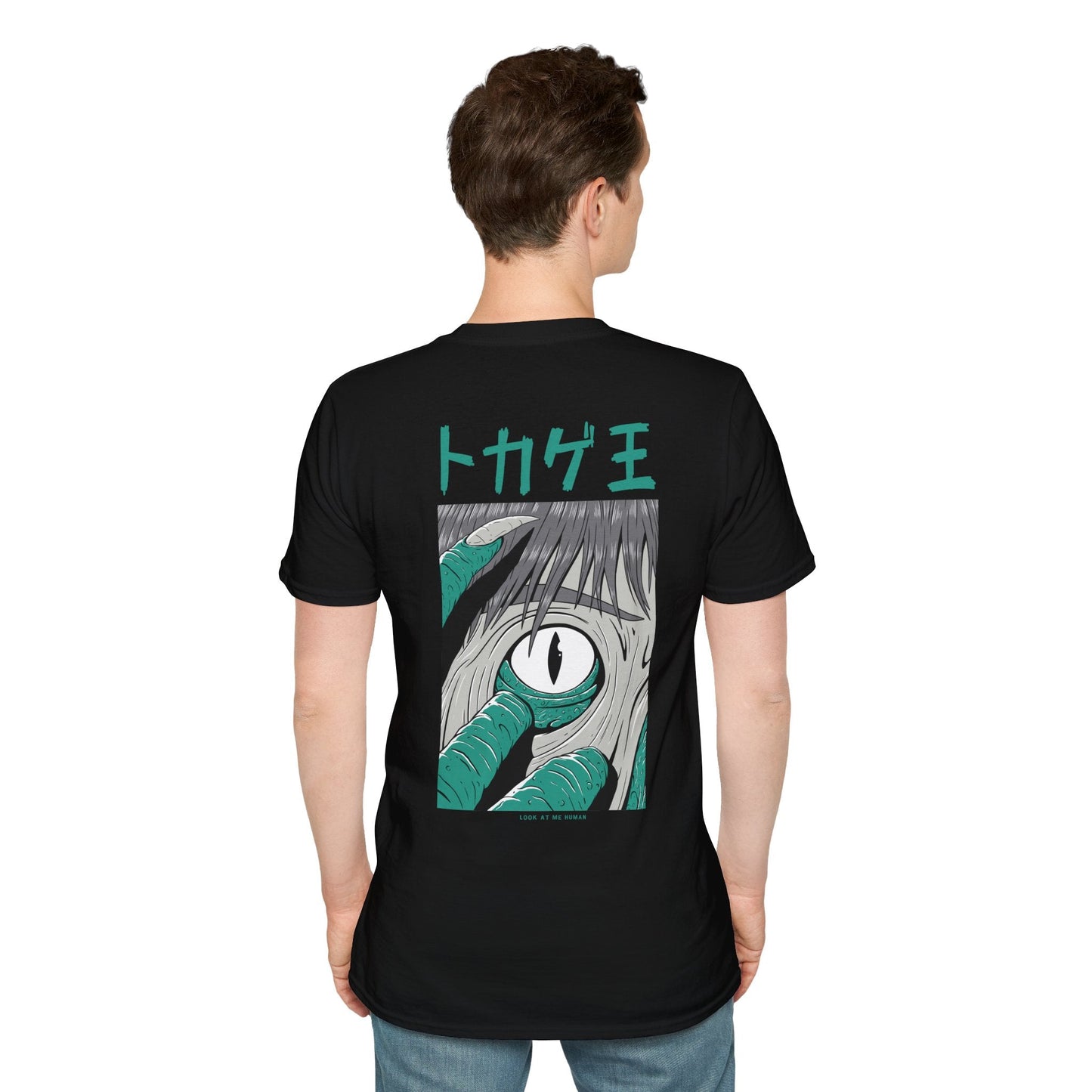 Look at me Human - Japanese Horror - Unisex T-Shirt - Back Print-4