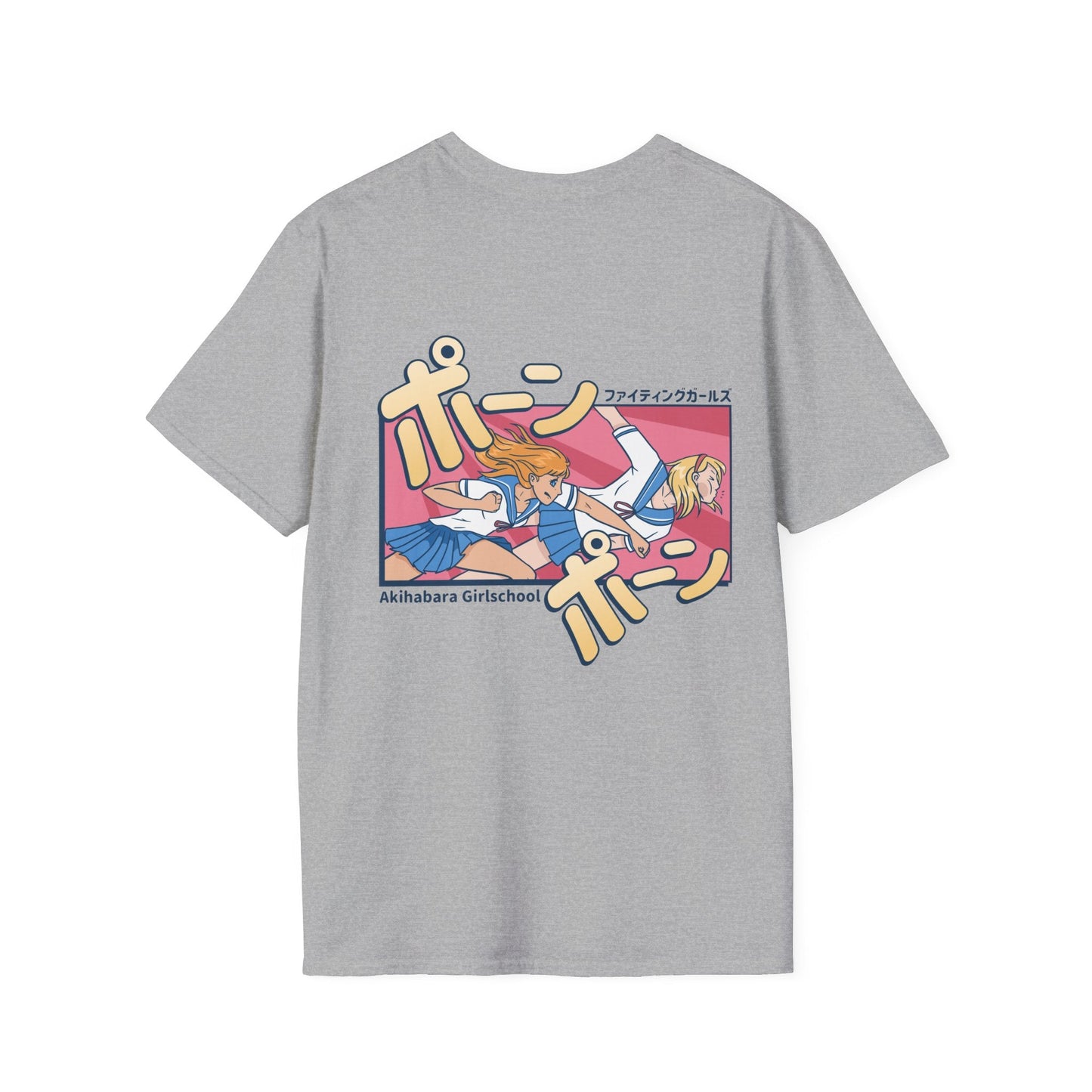 High School Girl Fight - Anime World - Unisex T-Shirt - Back Print-1