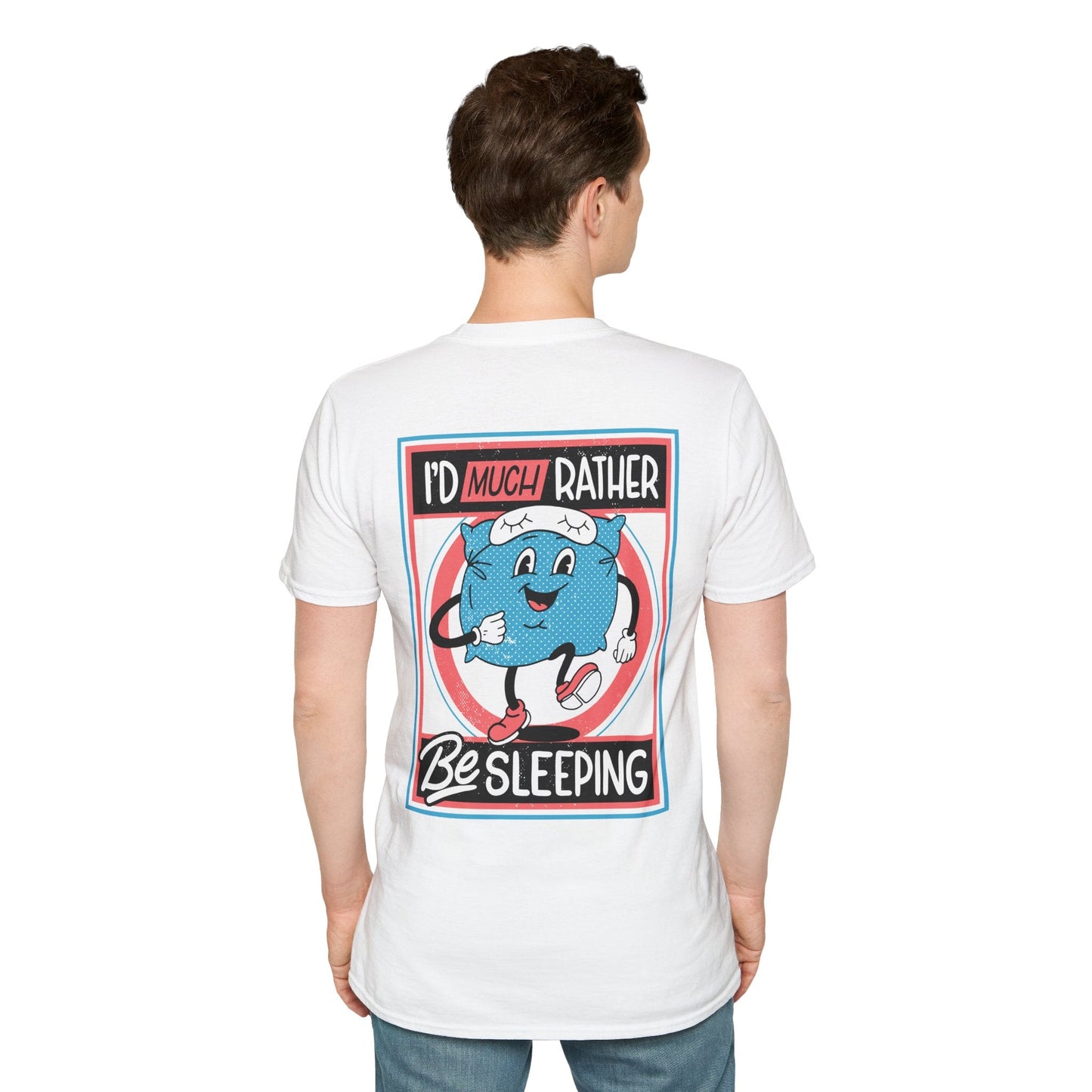 I´d much rather be sleeping - Antisocial Retro - Unisex T-Shirt - Back Print-4