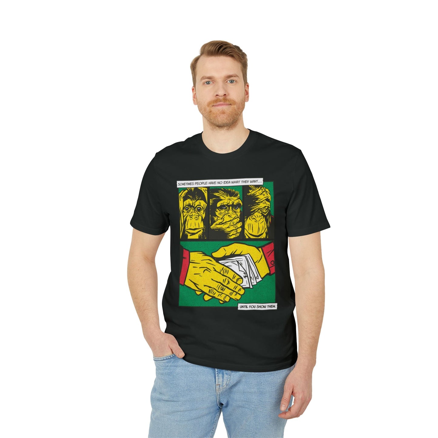 Three Monkeys - Comic Mafia - Premium Bio Unisex T-Shirt - Front Print-4