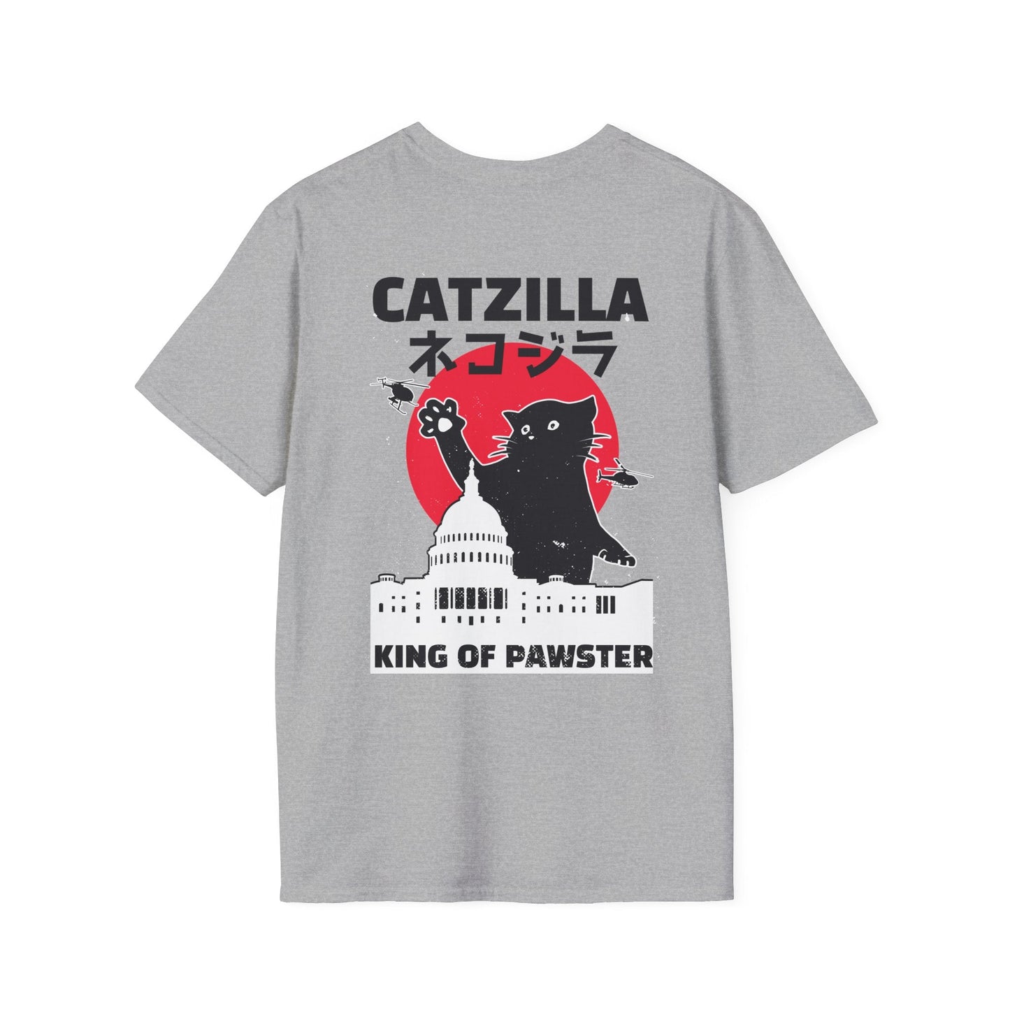 Catzilla King of Pawster - Anime World - Unisex T-Shirt - Back Print-1