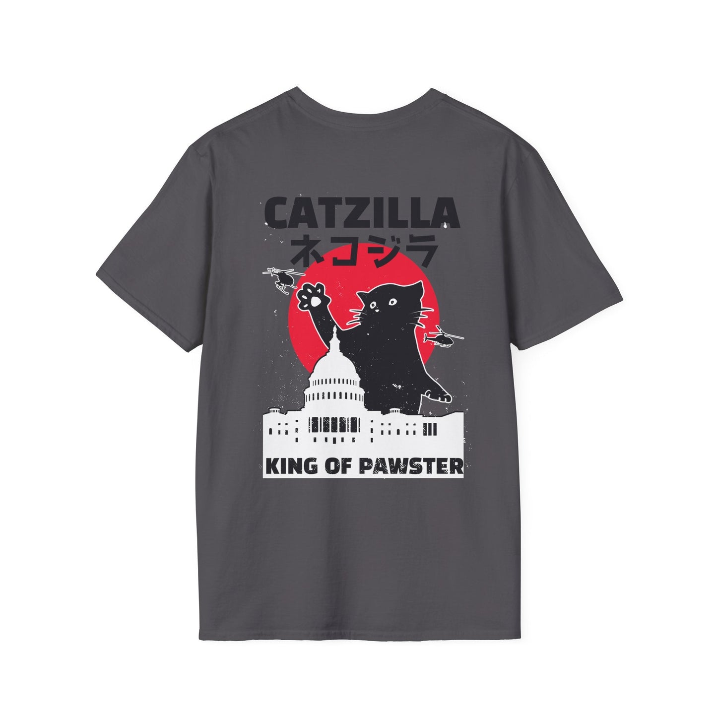 Catzilla King of Pawster - Anime World - Unisex T-Shirt - Back Print-2