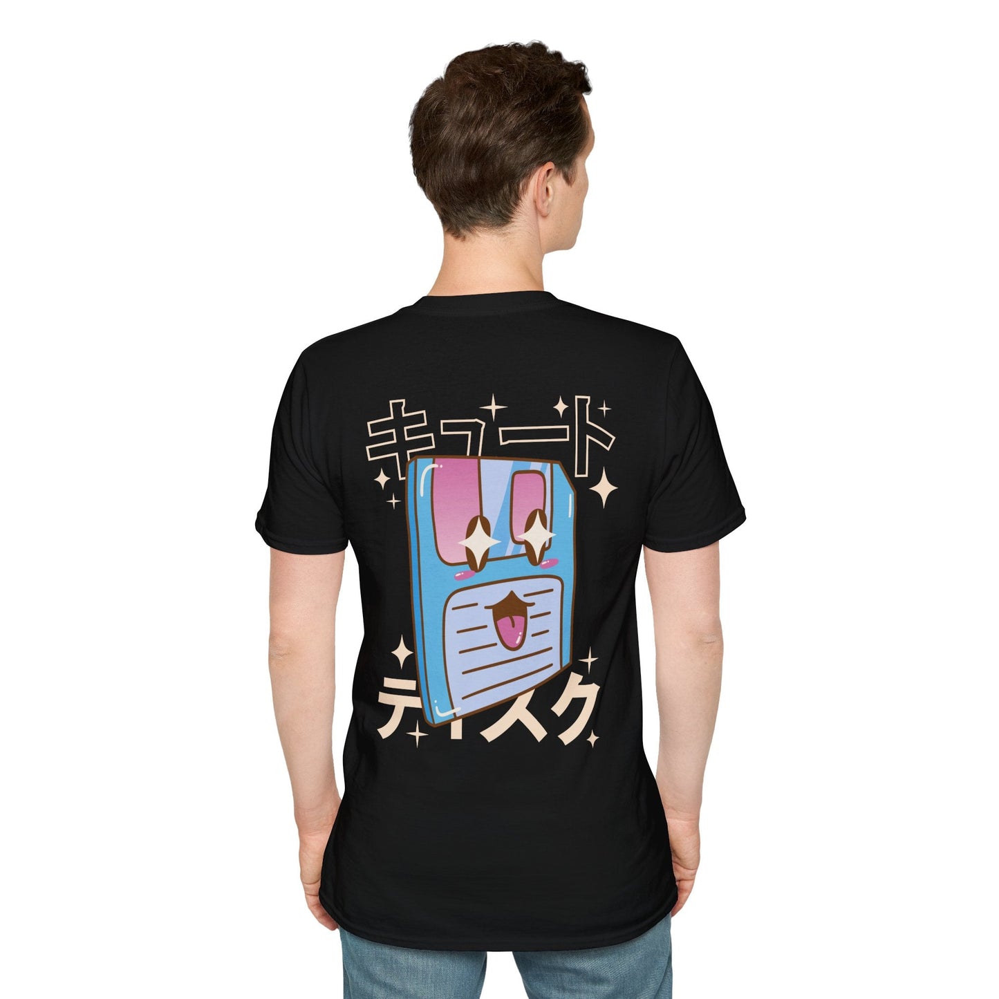 Floppy Disc - Kawaii Character - Unisex T-Shirt - Back Print-4