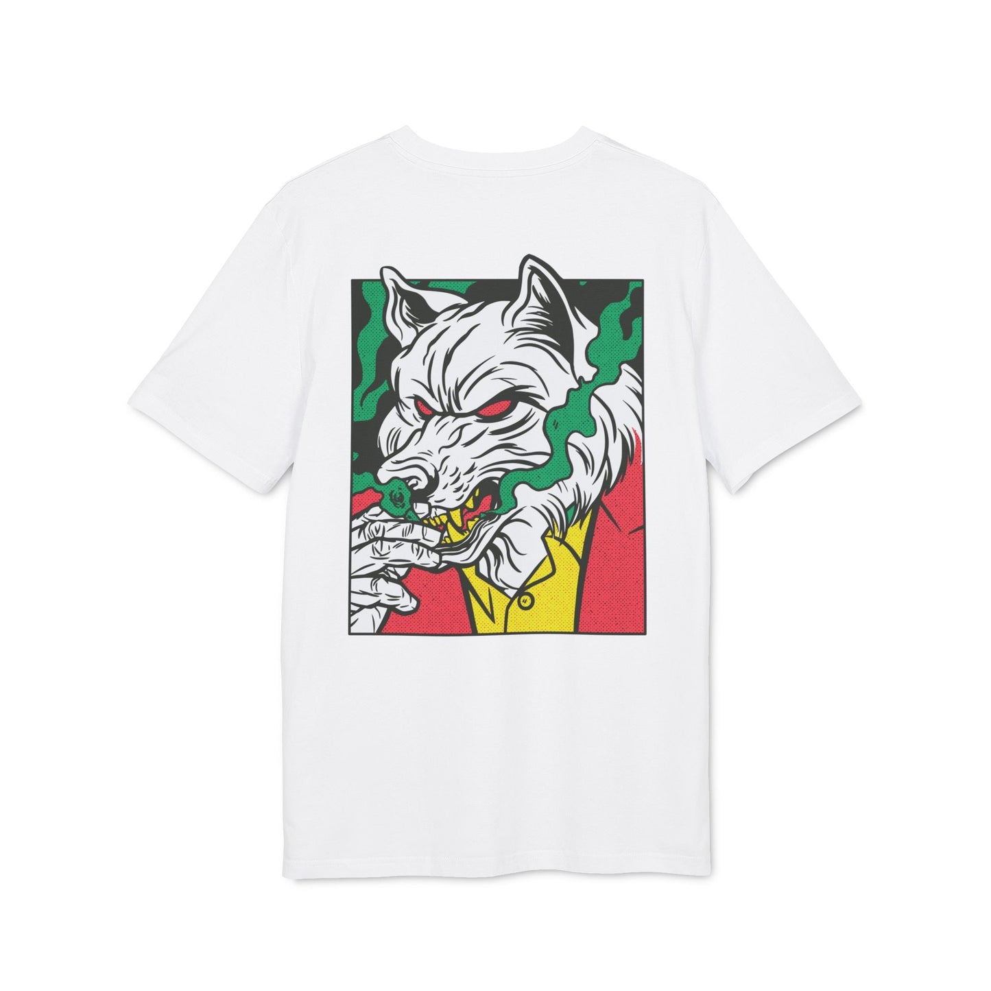 Smoking Wolf - Comic Mafia - Premium Bio Unisex T-Shirt - Back Print-6