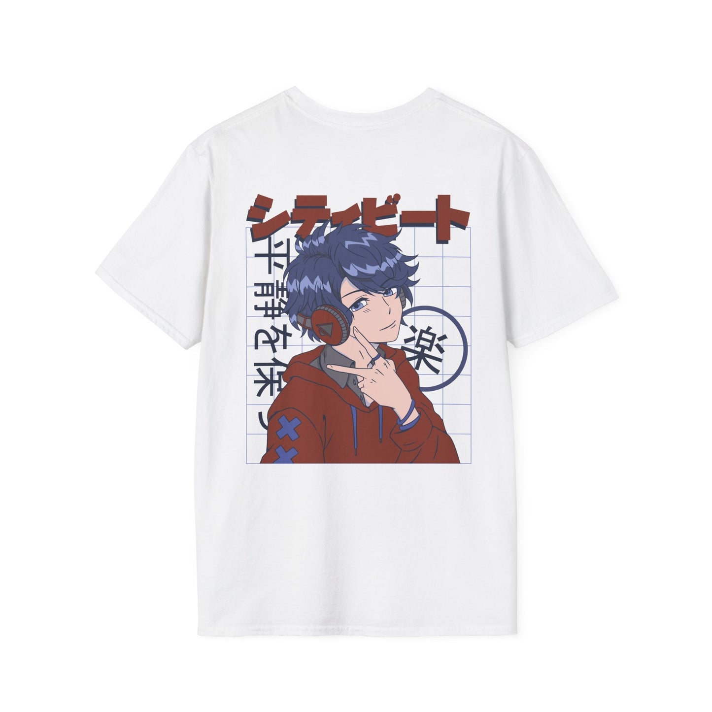 Anime Boy Headphones - Anime World - Unisex T-Shirt - Back Print-3