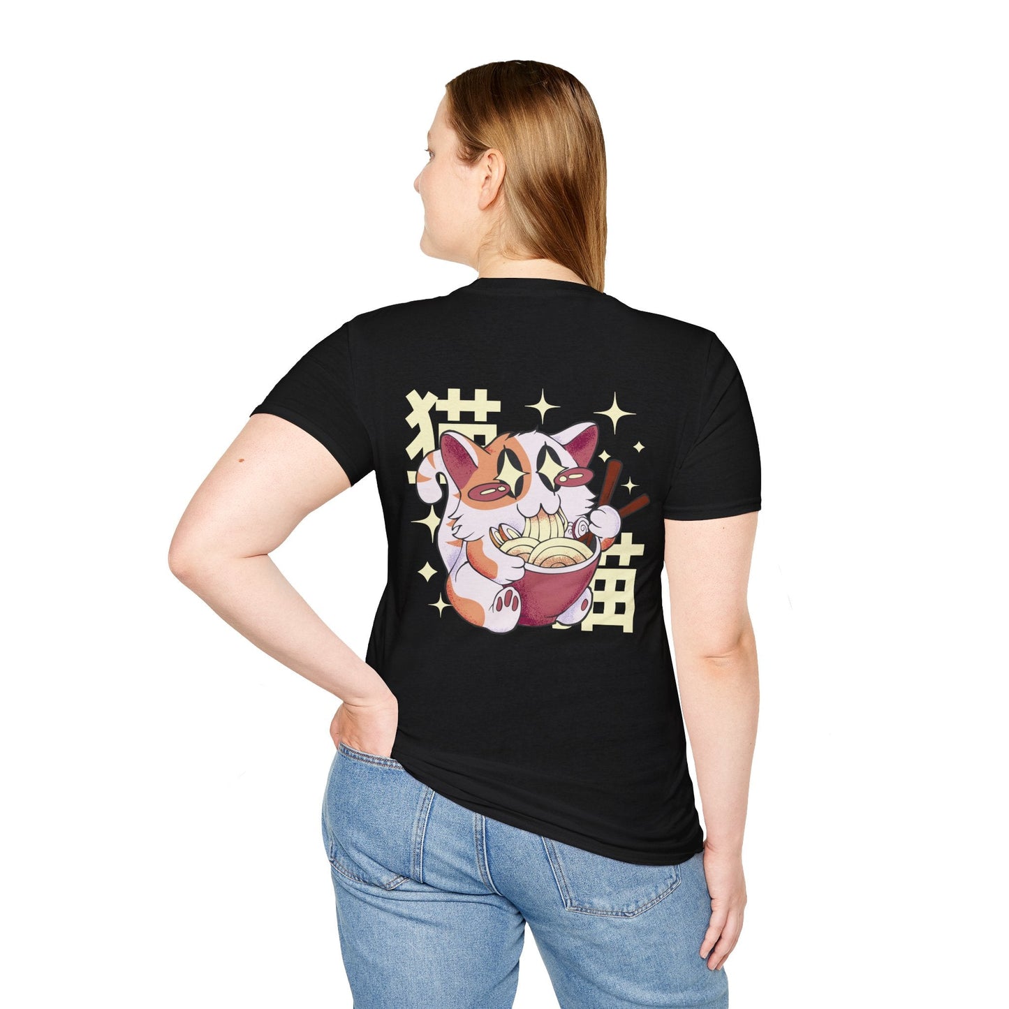 Cat Ramen - Kawaii Character - Unisex T-Shirt - Back Print-2