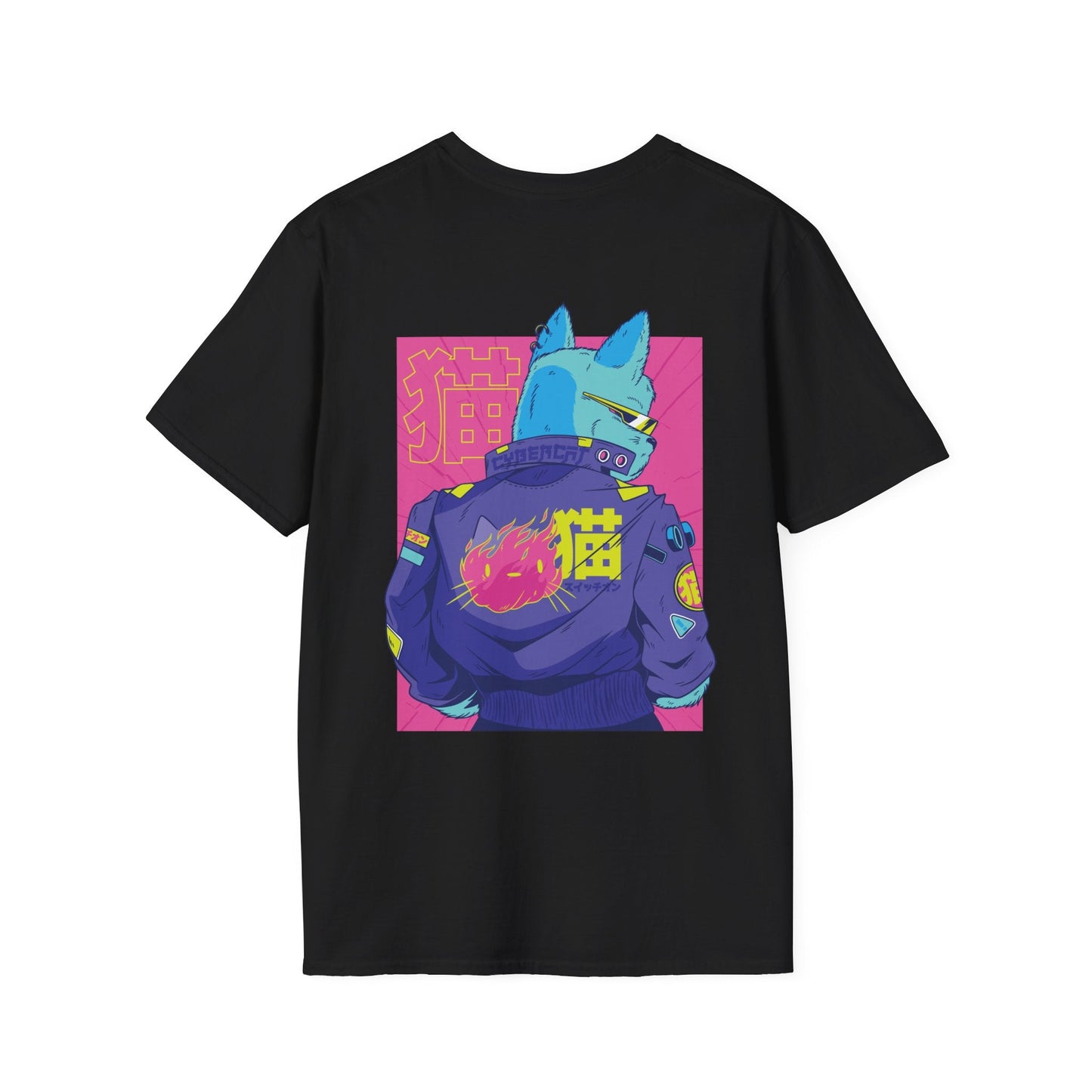 Cyberpunk Cat - Anime World - Unisex T-Shirt - Back Print-0