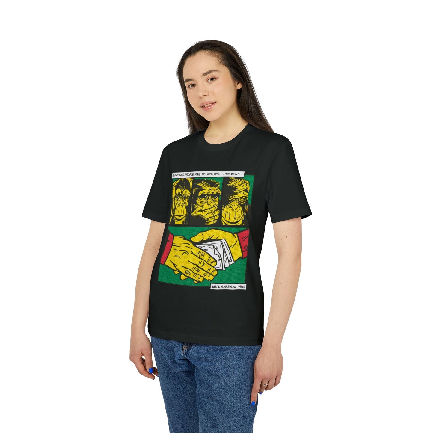 Three Monkeys - Comic Mafia - Premium Bio Unisex T-Shirt - Front Print-2