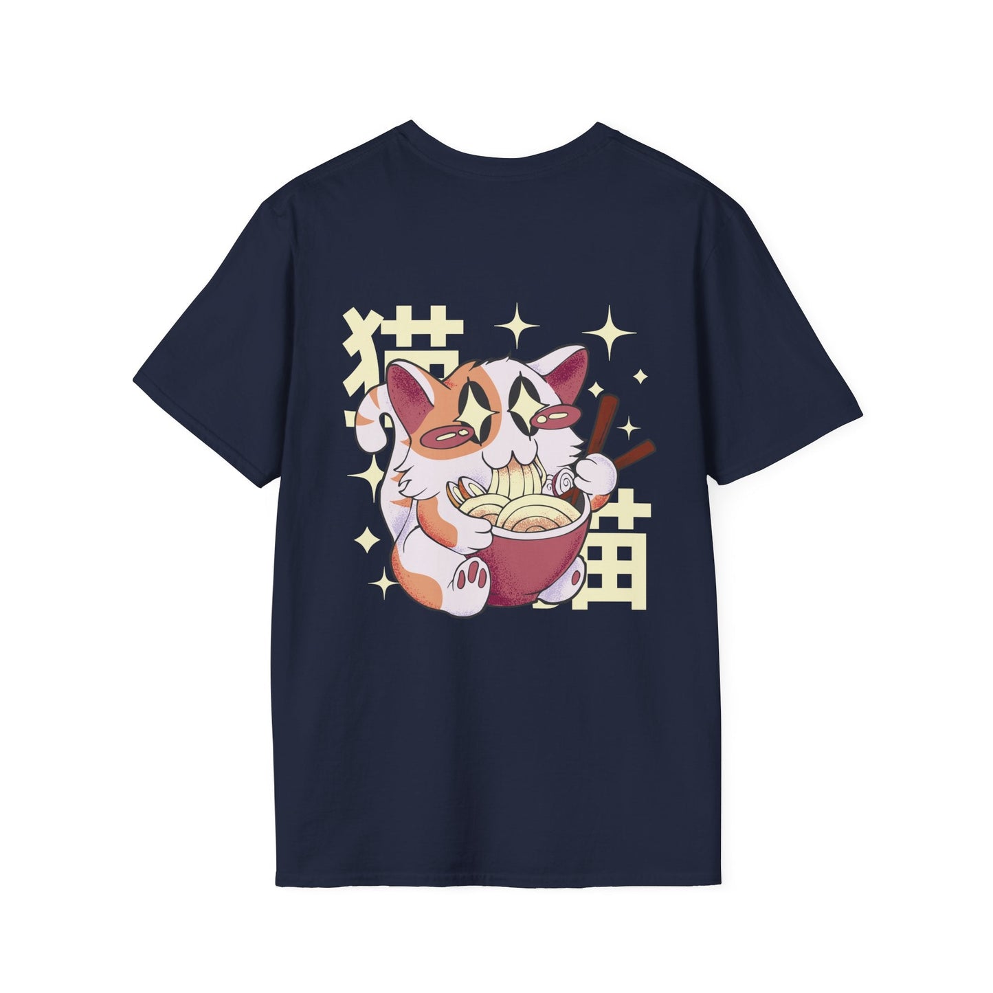 Cat Ramen - Kawaii Character - Unisex T-Shirt - Back Print-6