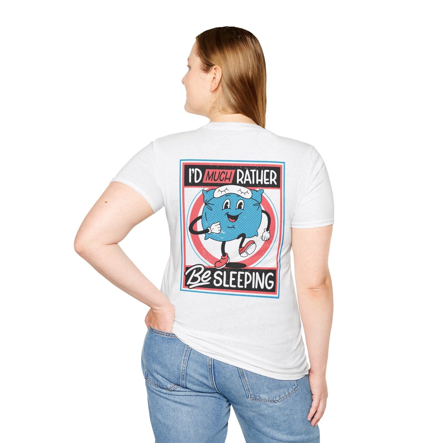 I´d much rather be sleeping - Antisocial Retro - Unisex T-Shirt - Back Print-2