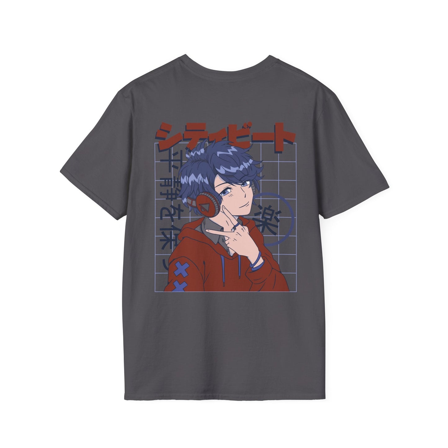 Anime Boy Headphones - Anime World - Unisex T-Shirt - Back Print-1