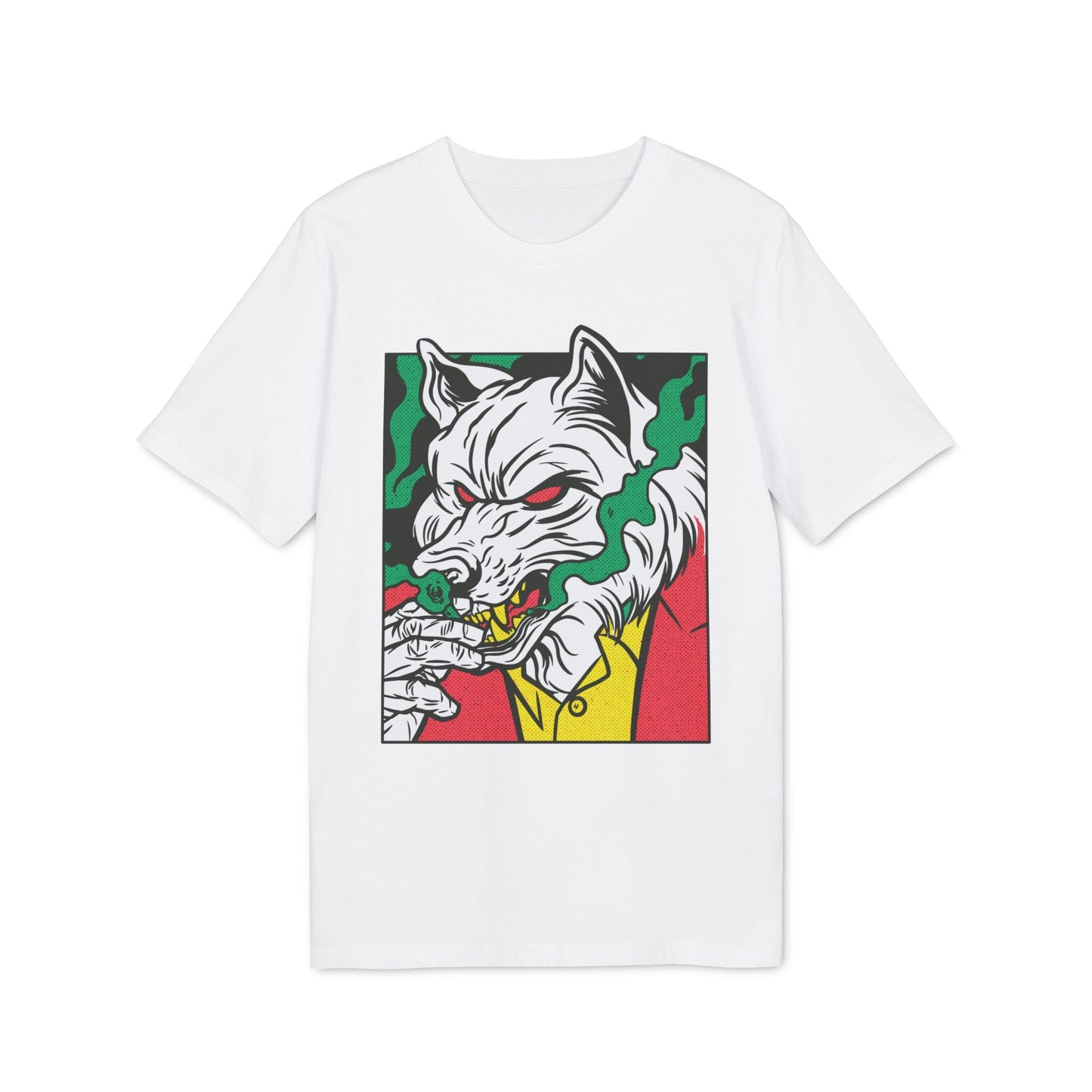 Smoking Wolf - Comic Mafia - Premium Bio Unisex T-Shirt - Front Print-6
