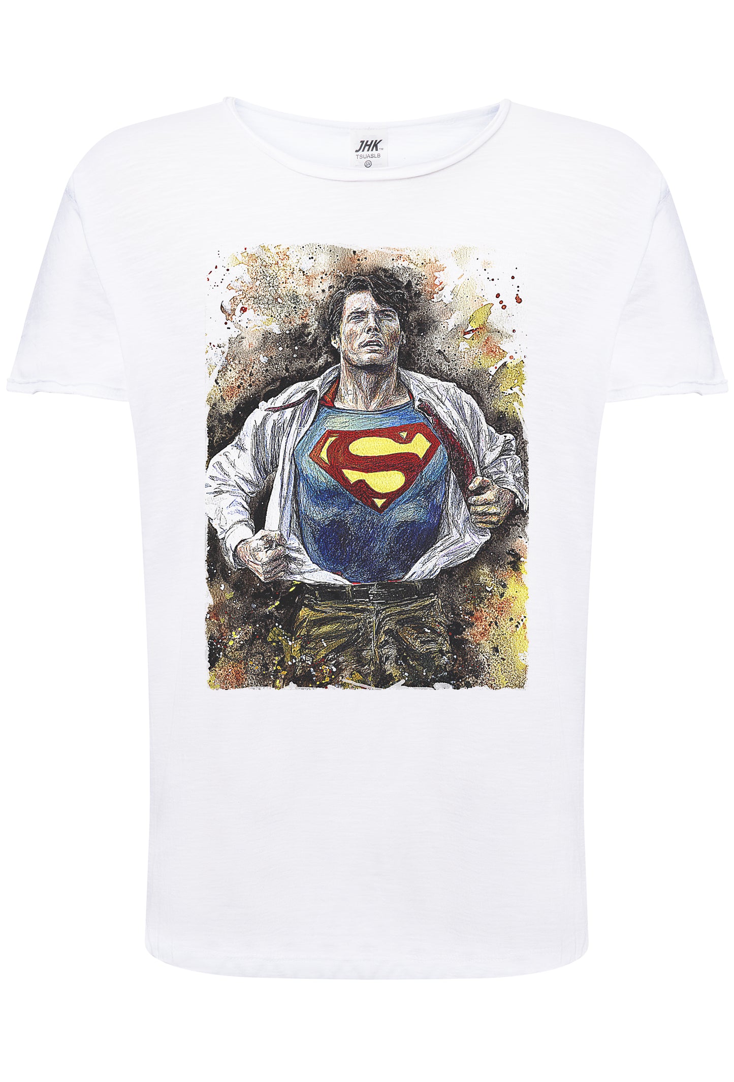 Super Man Scratc Super Eroi Fumetti 18-101 T-shirt Urban Slub Men Uomo 100% Cotone Fiammato JK
