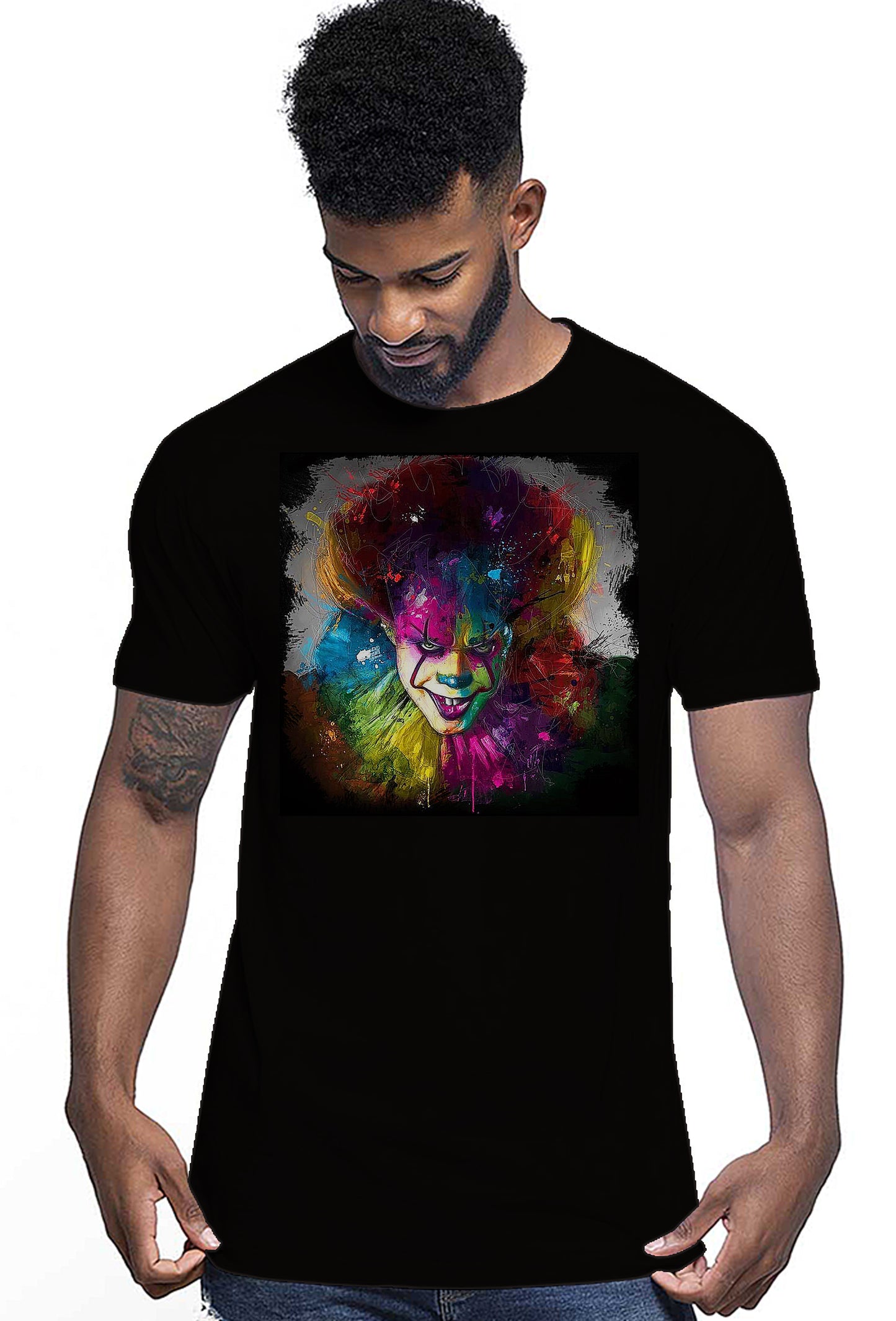 IT Clown Color Stilizzato 18-20-24 T-shirt Urban Men Uomo 100% Cotone Pettinato JK