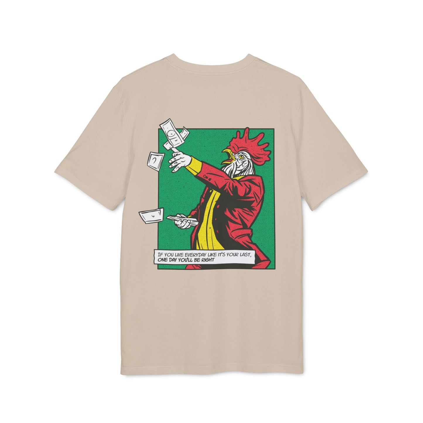 Rooster with Money - Comic Mafia - Premium Bio Unisex T-Shirt - Back Print-7