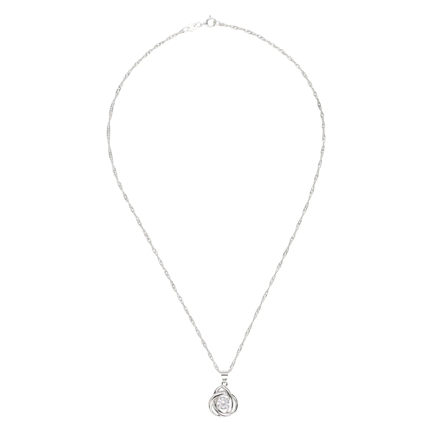 Round Knot Pendant Necklace with Cubic Zirconia-4