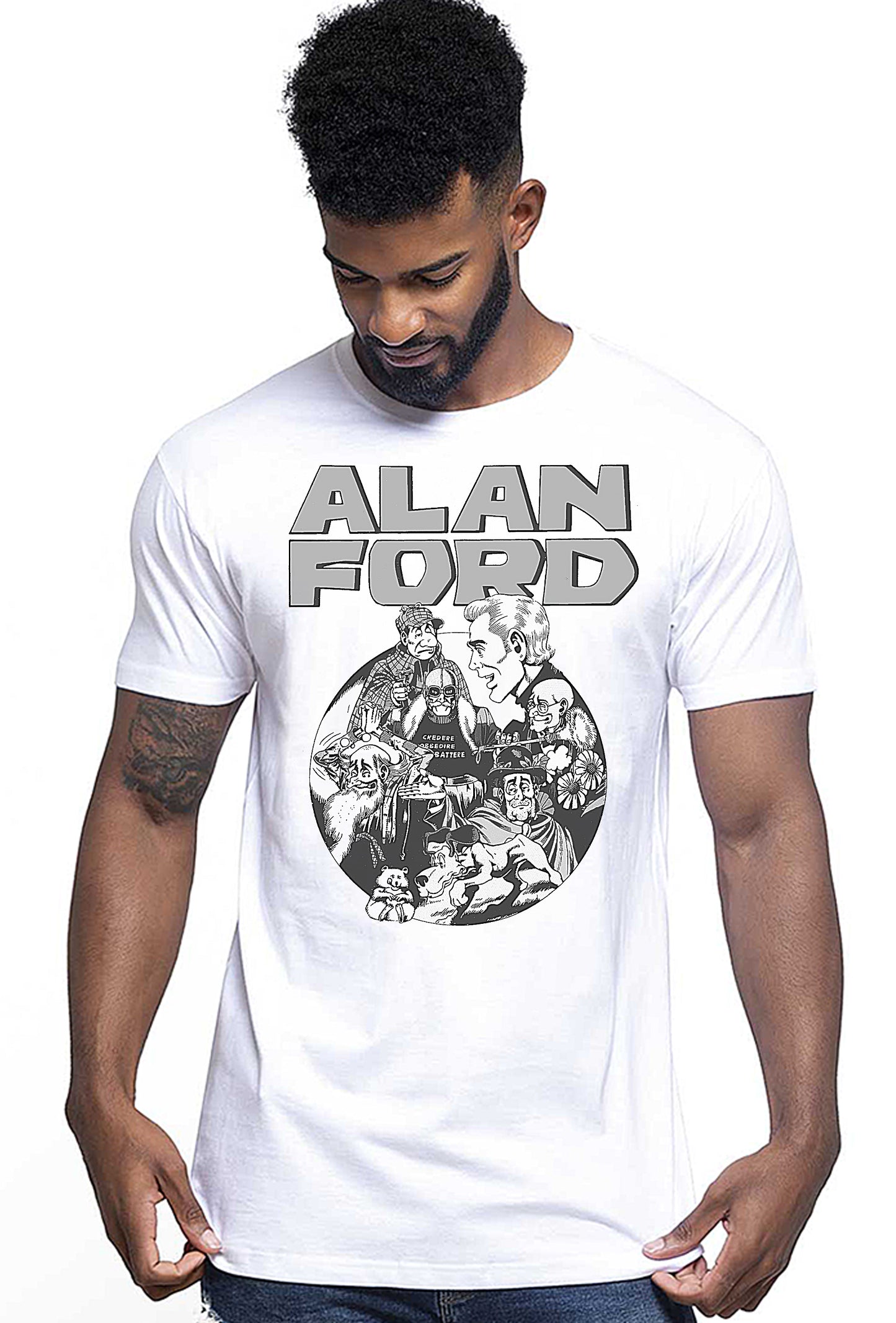 Alan Ford Cartoon Fumetti 2056 T-shirt Urban Men Uomo 100% Cotone Pettinato JK