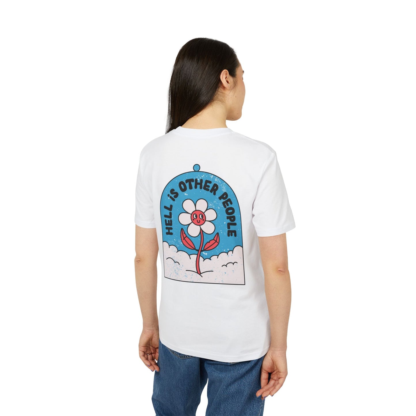 Hell is other People - Antisocial Retro - Premium Bio Unisex T-Shirt - Back Print-2