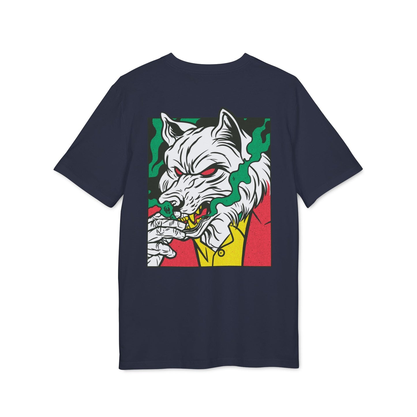 Smoking Wolf - Comic Mafia - Premium Bio Unisex T-Shirt - Back Print-5