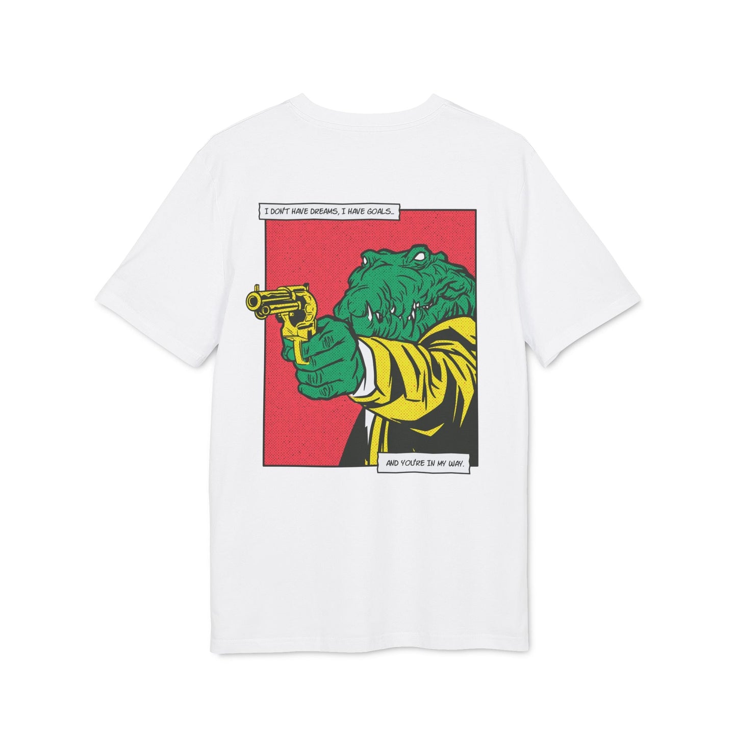 Alligator with Gun - Comic Mafia - Premium Bio Unisex T-Shirt - Back Print-6