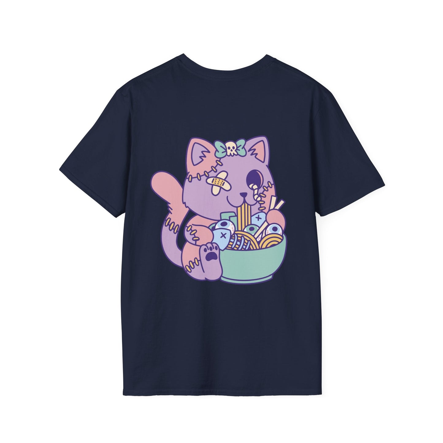 Goth Cat Ramen - Anime World - Unisex T-Shirt - Back Print-2