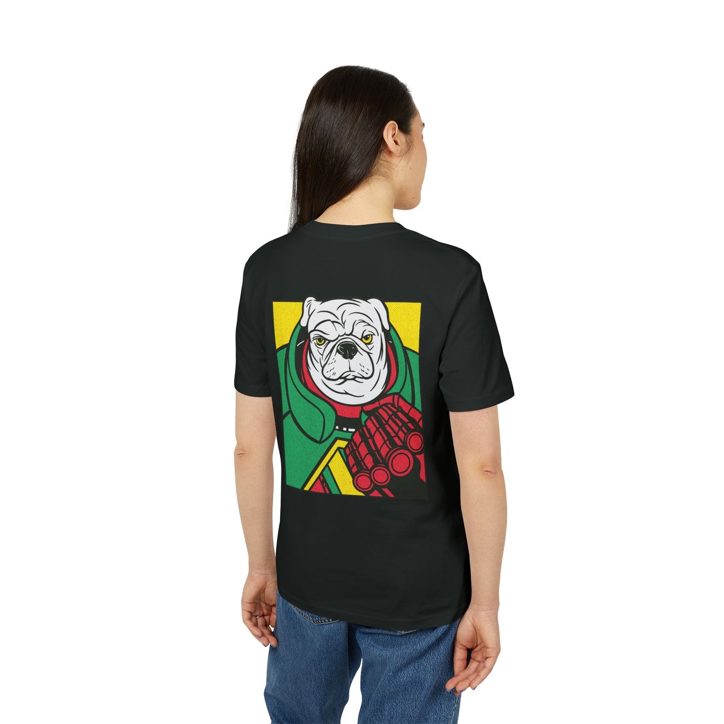 White Pug - Comic Mafia - Premium Bio Unisex T-Shirt - Back Print-2