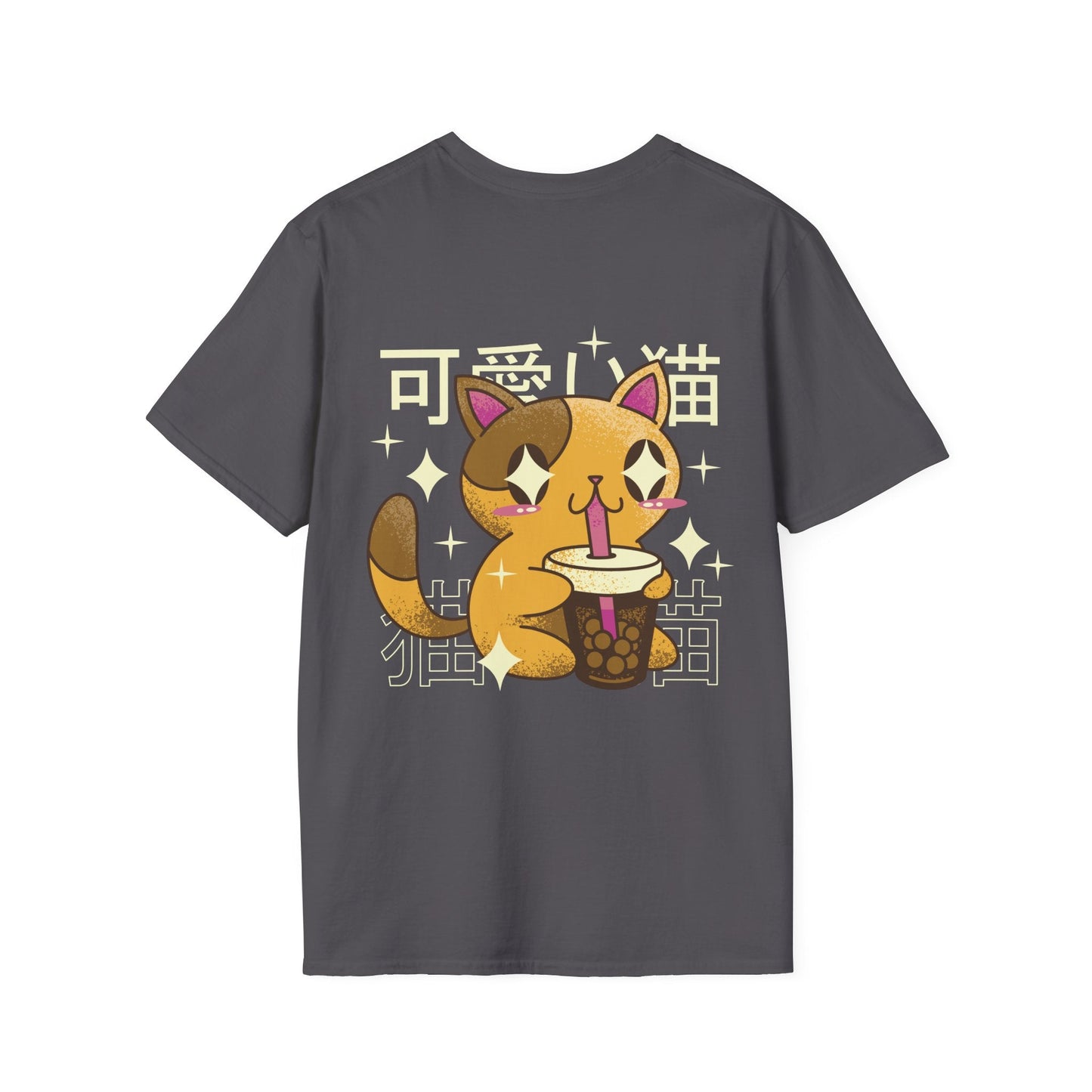 Cat Bubble Tea - Kawaii Character - Unisex T-Shirt - Back Print-5