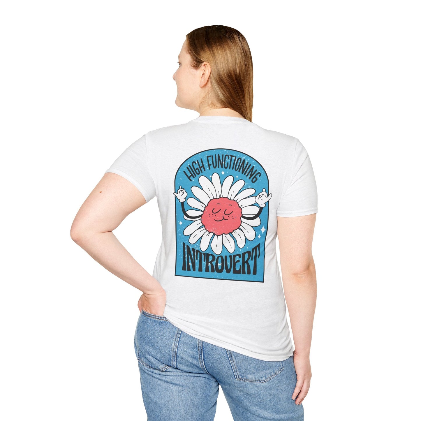 High functioning introvert - Antisocial Retro - Unisex T-Shirt - Back Print-2
