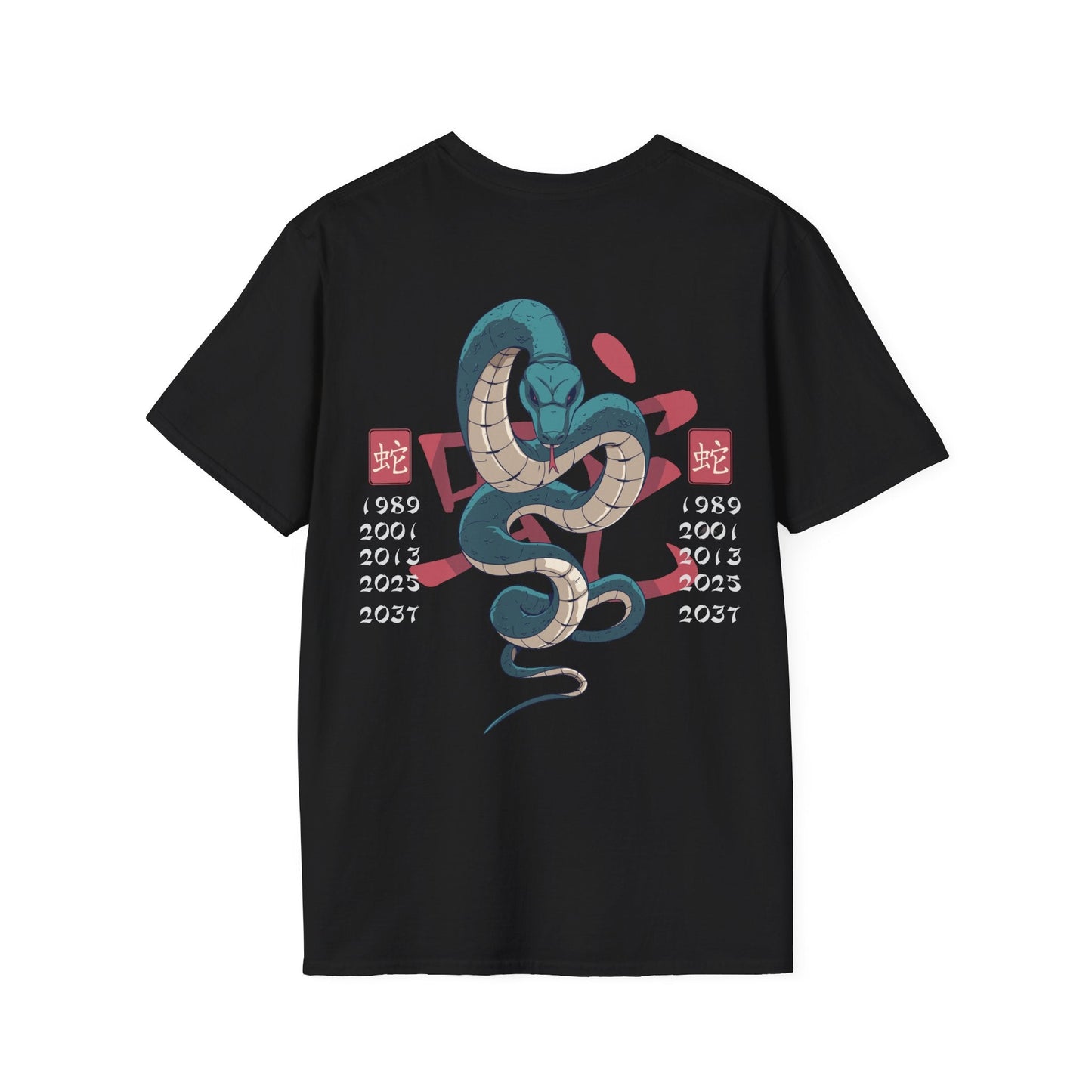 Snake - Chinese Zodiac Anime - Unisex T-Shirt - Back Print-0