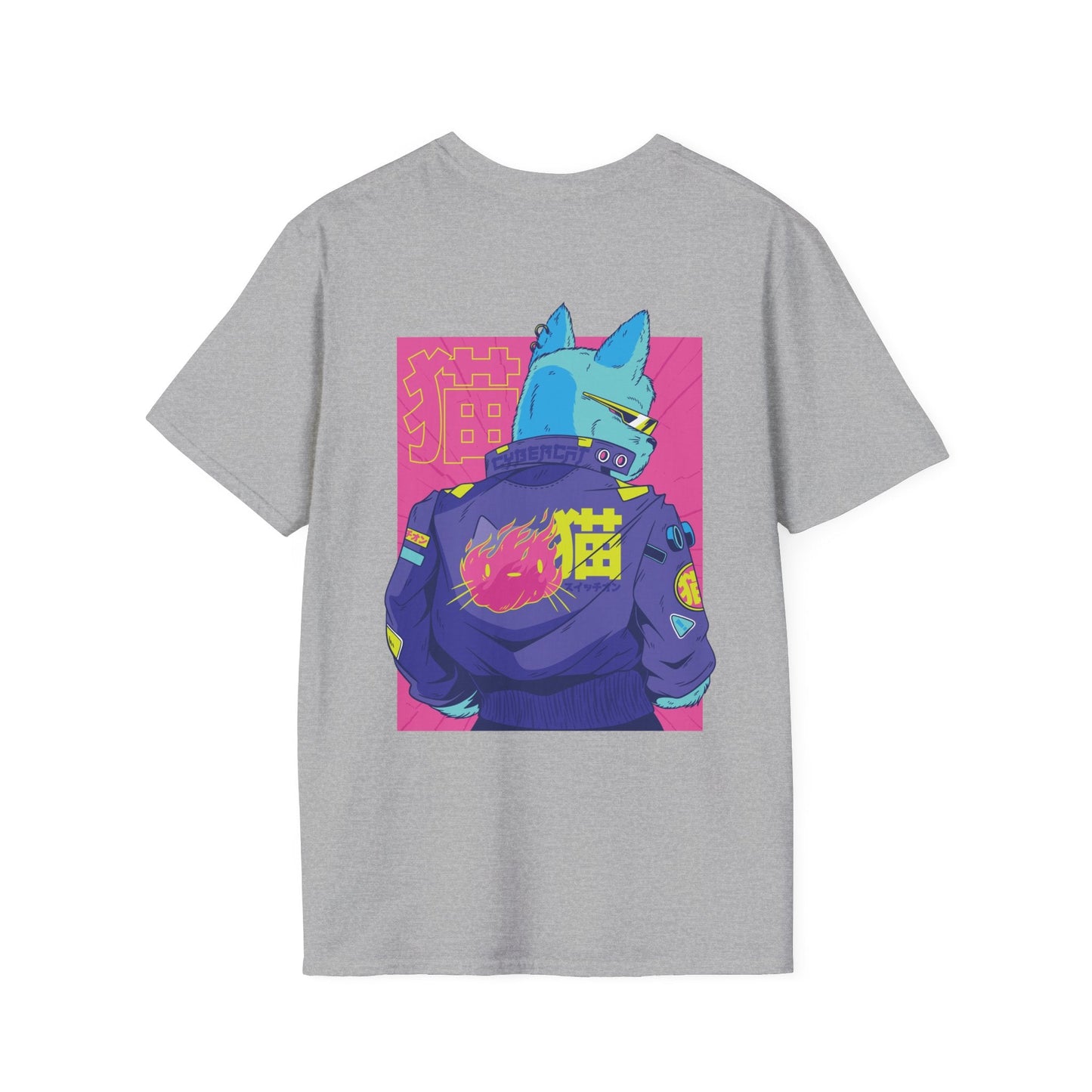 Cyberpunk Cat - Anime World - Unisex T-Shirt - Back Print-4