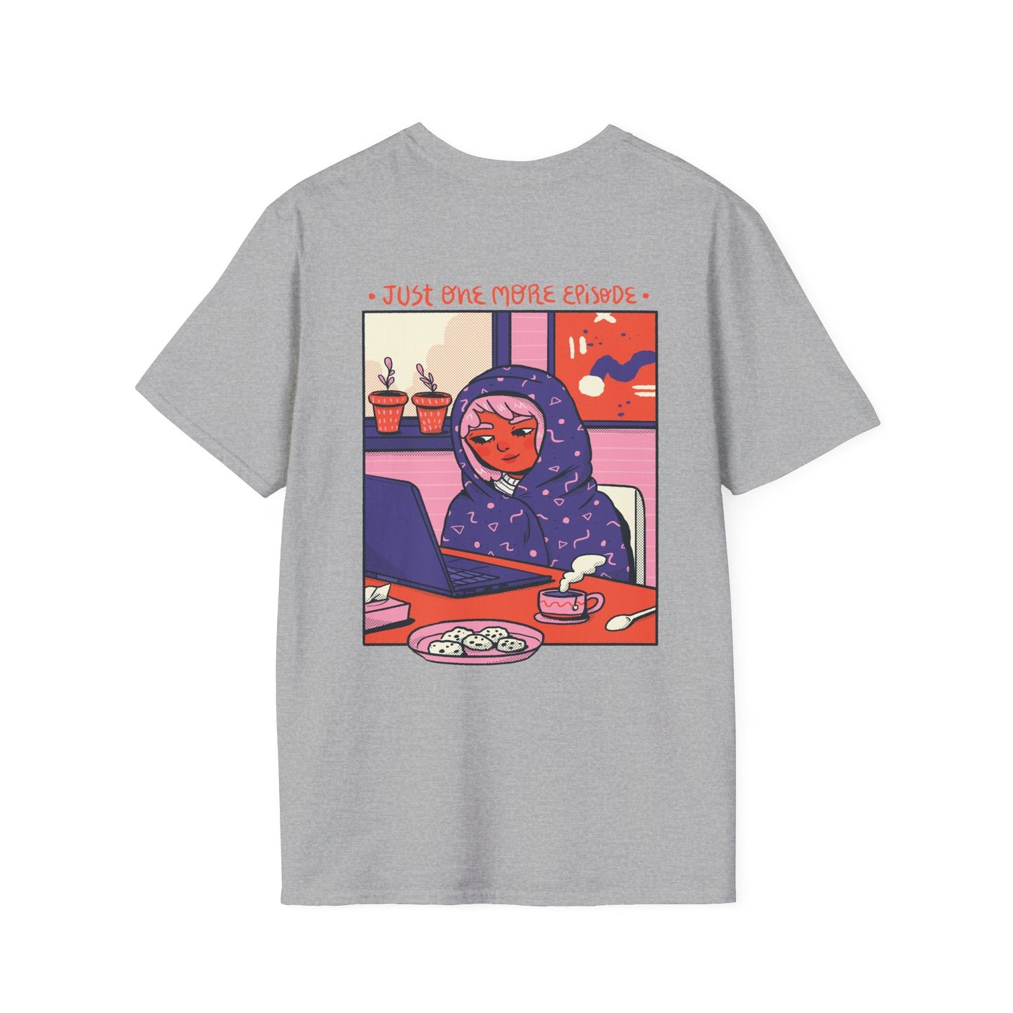 Just one more Episode - Cozy at Home - Unisex T-Shirt - Back Print-8